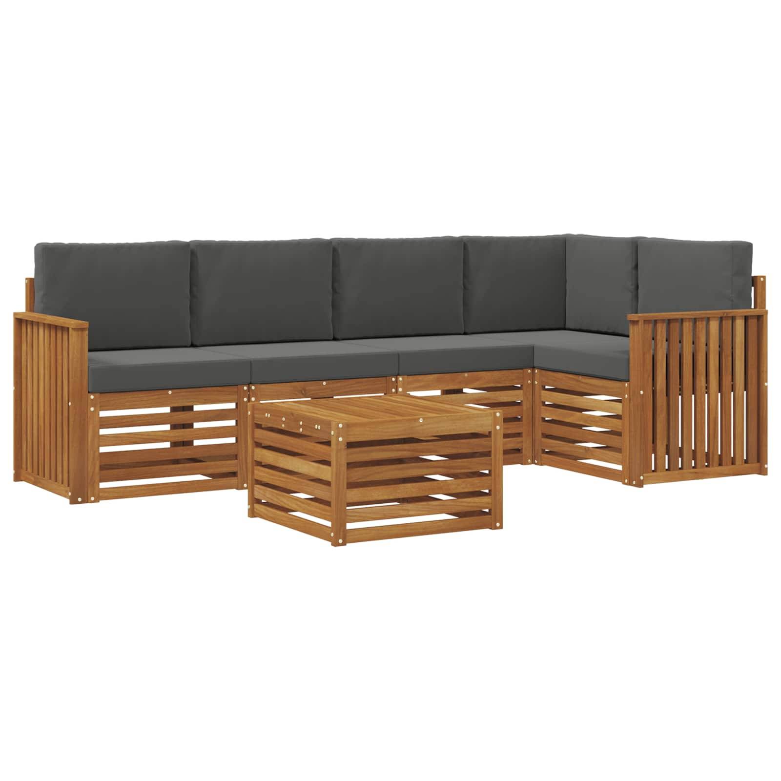 vidaXL Ecksofa Set 6 pcs Natur und Anthrazit Massivholz Akazie