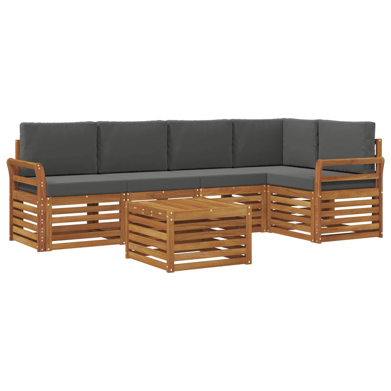 vidaXL Ecksofa Set 6 pcs Natur und Anthrazit Massivholz Akazie
