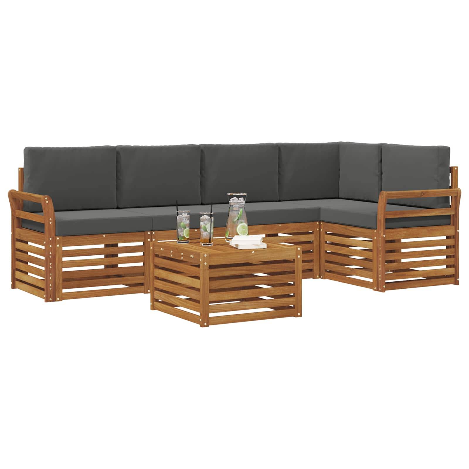 vidaXL Ecksofa Set 6 pcs Natur und Anthrazit Massivholz Akazie