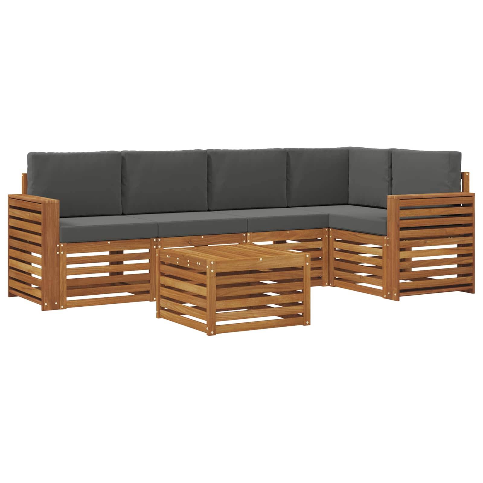 vidaXL Ecksofa Set 6 pcs Natur und Anthrazit Massivholz Akazie