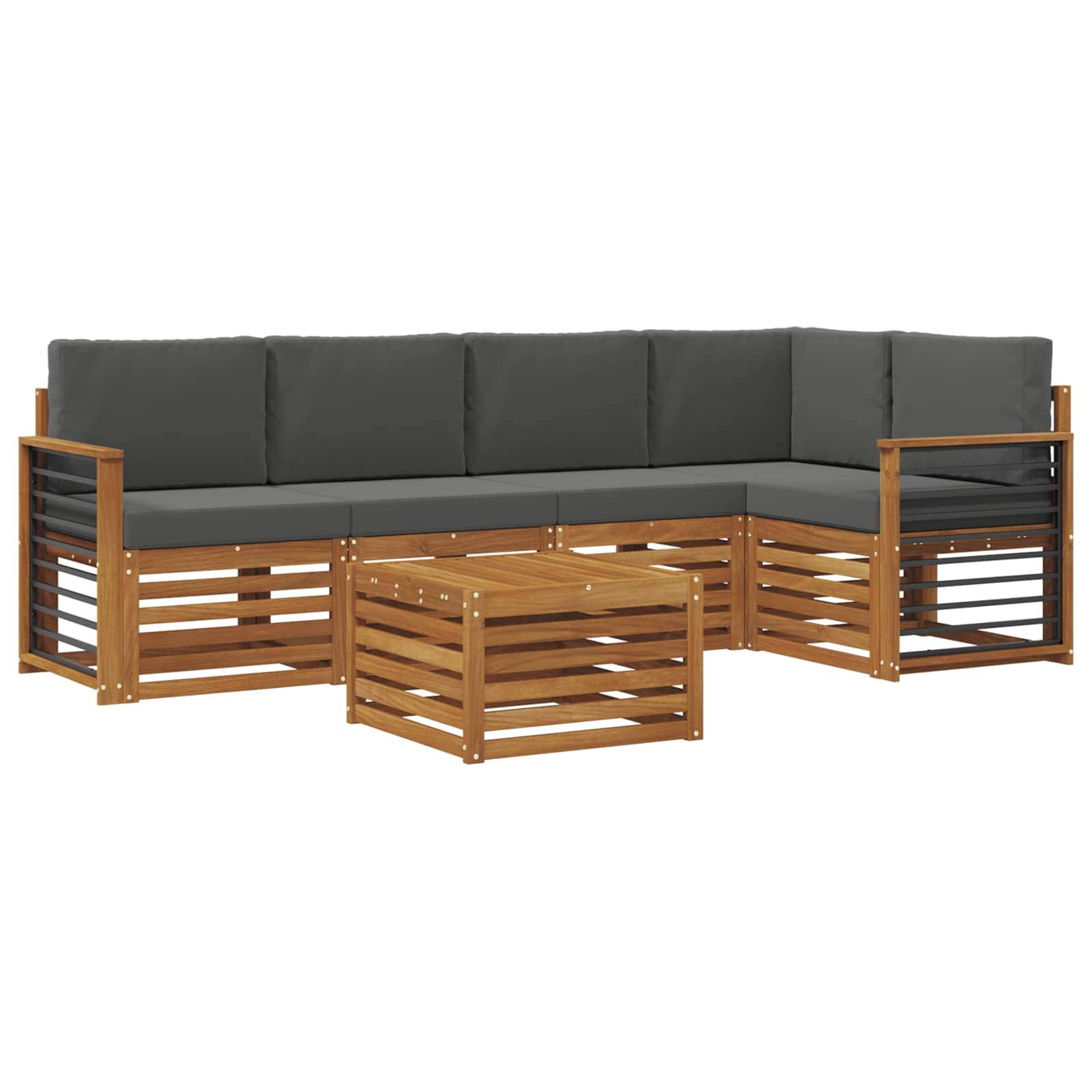 vidaXL Ecksofa Set 6 pcs Natur und Anthrazit Massivholz Akazie