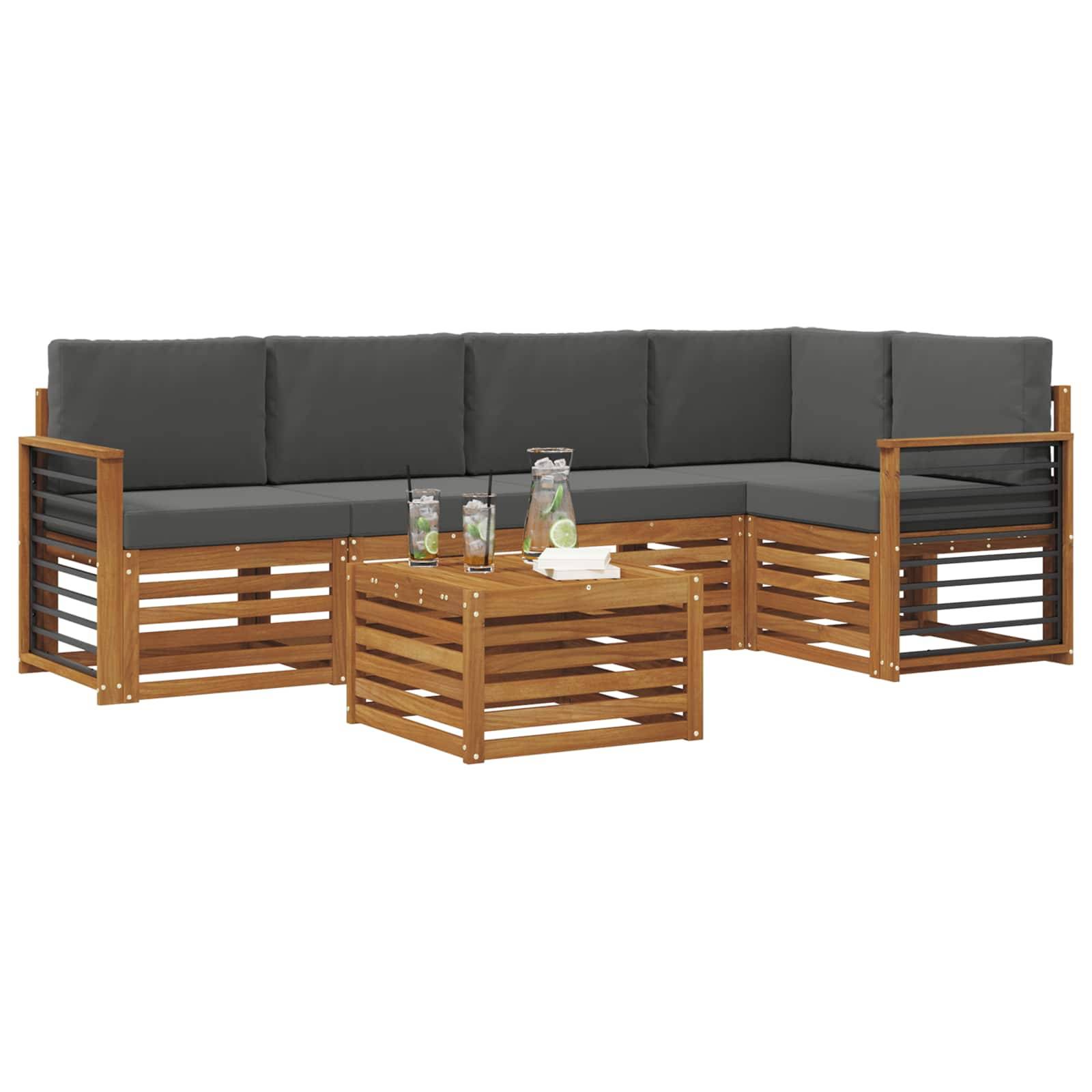 vidaXL Ecksofa Set 6 pcs Natur und Anthrazit Massivholz Akazie