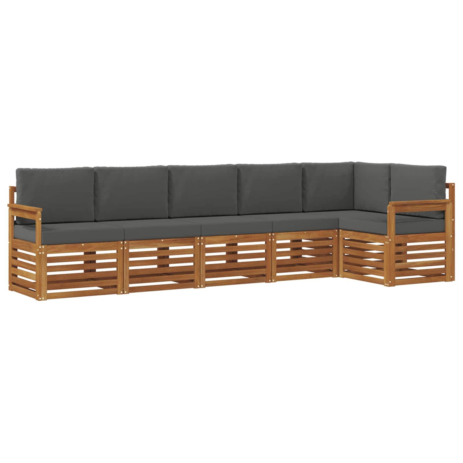 vidaXL Ecksofa Set 6 pcs Natur und Anthrazit Massivholz Akazie
