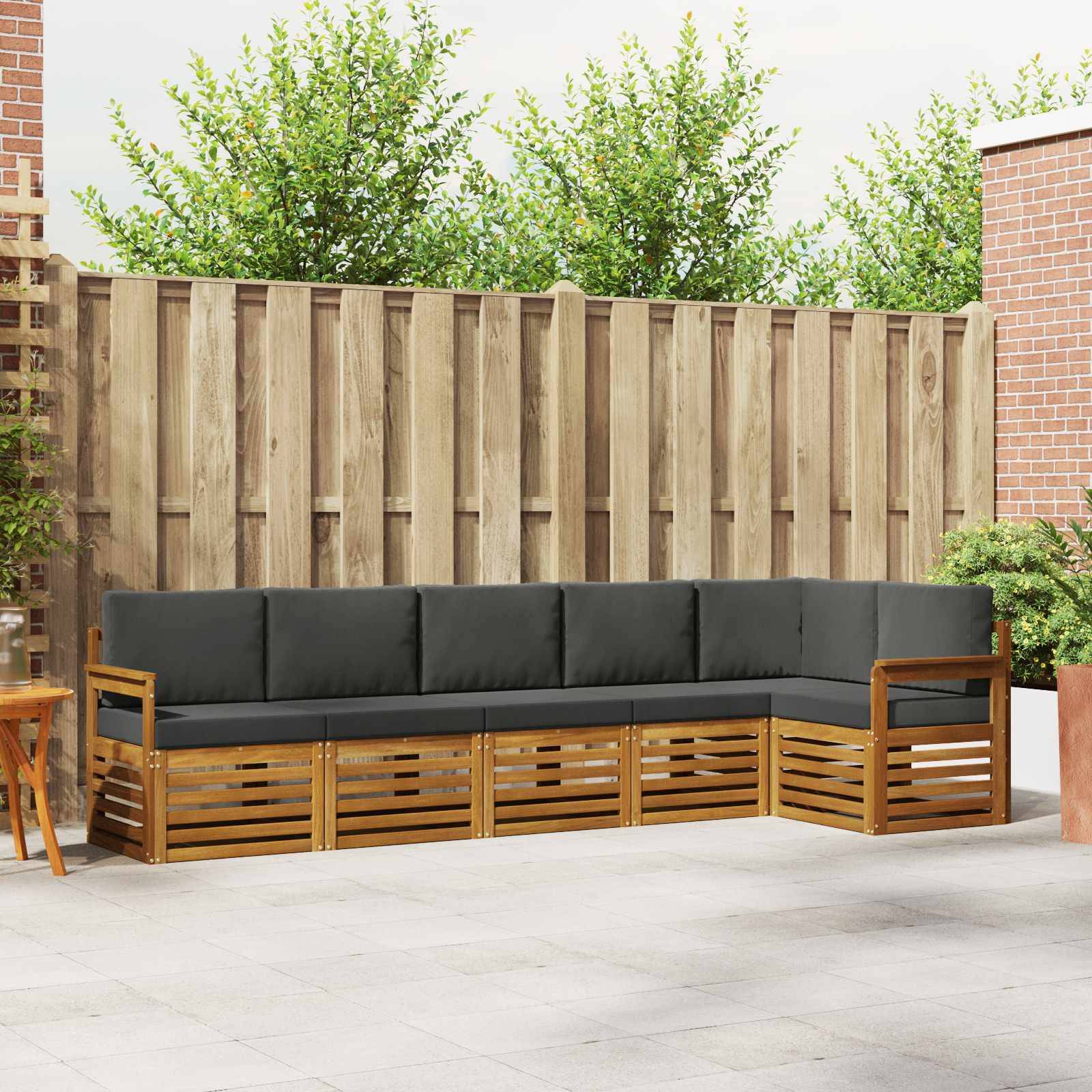 vidaXL Ecksofa Set 6 pcs Natur und Anthrazit Massivholz Akazie