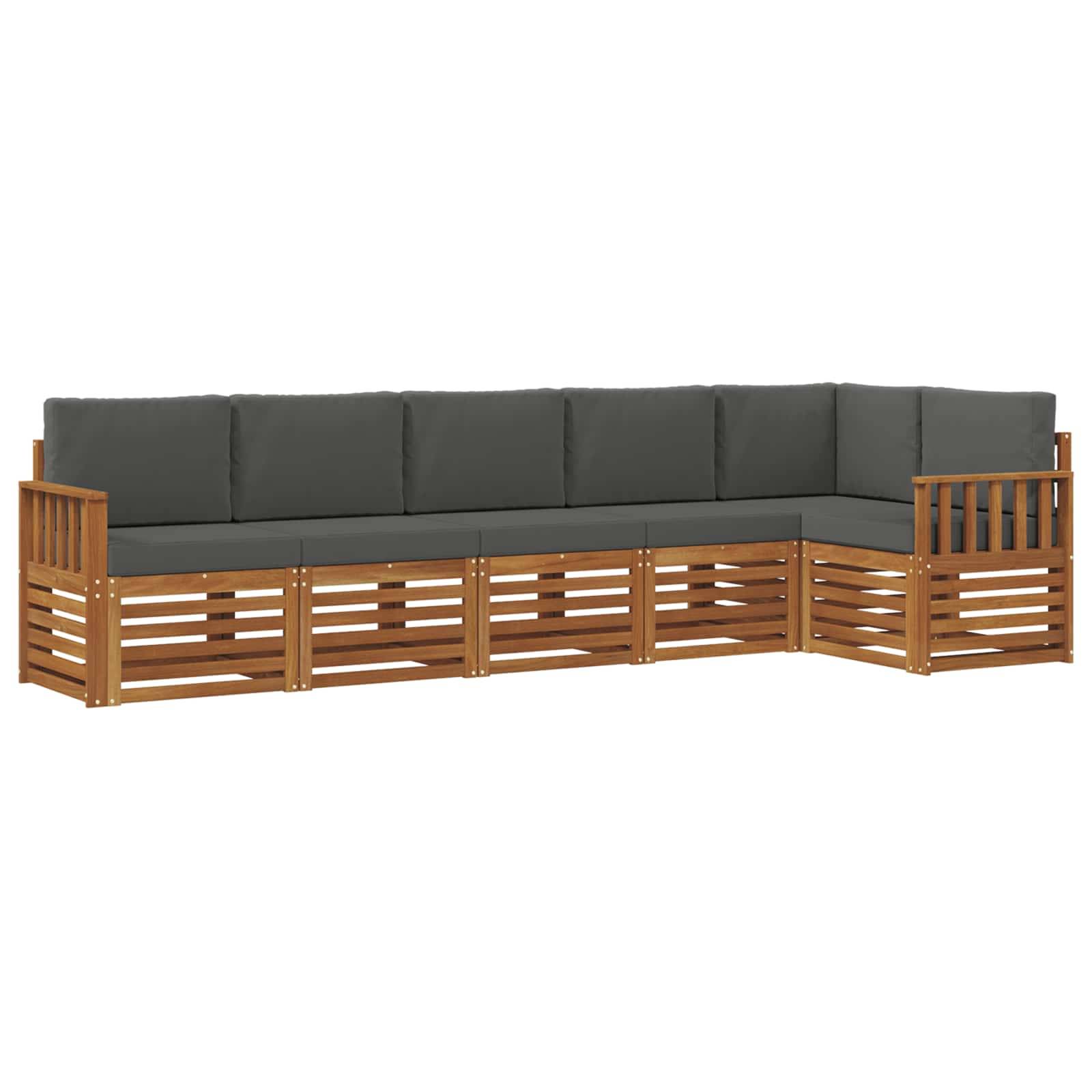 vidaXL Ecksofa Set 6 pcs Natur und Anthrazit Massivholz Akazie