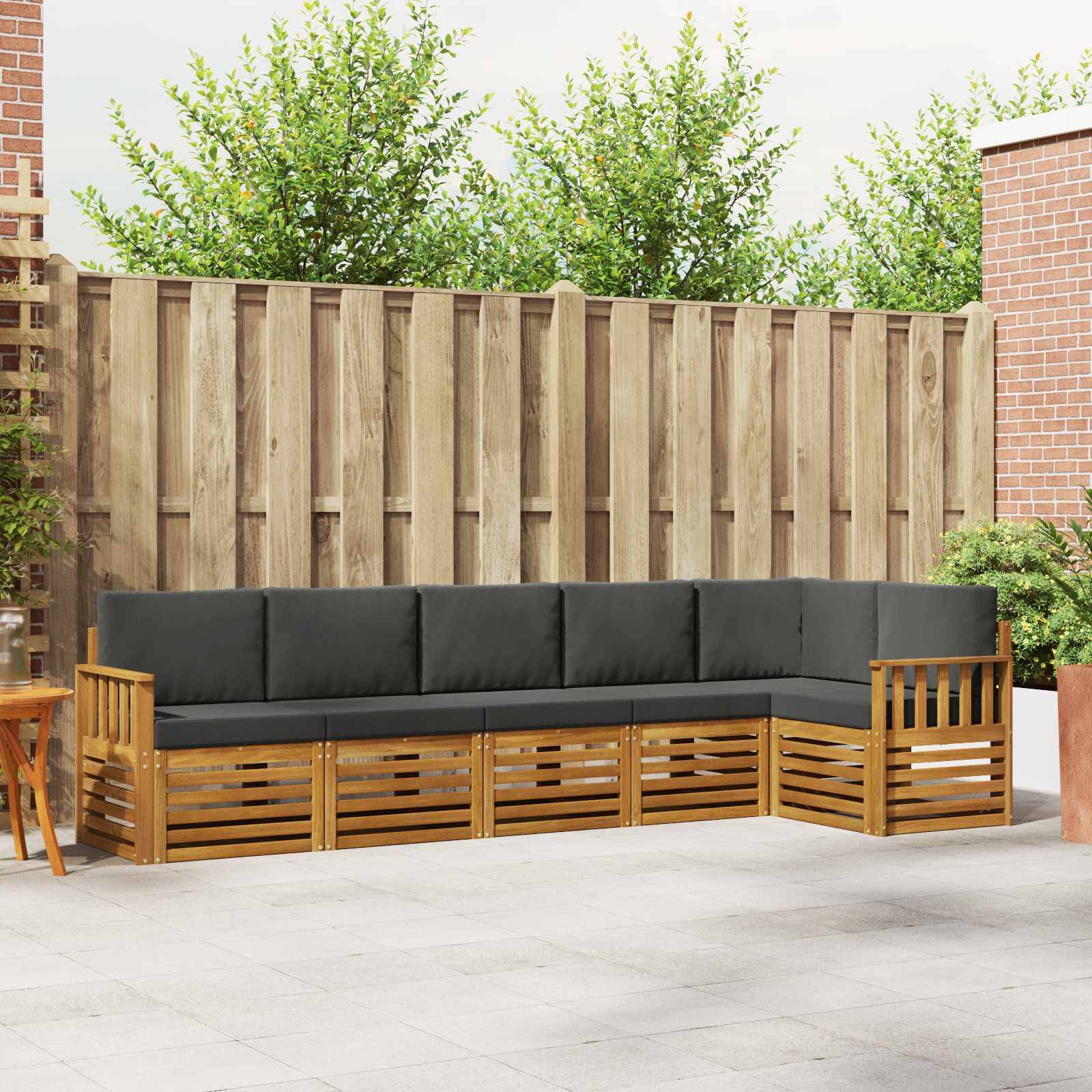 vidaXL Ecksofa Set 6 pcs Natur und Anthrazit Massivholz Akazie