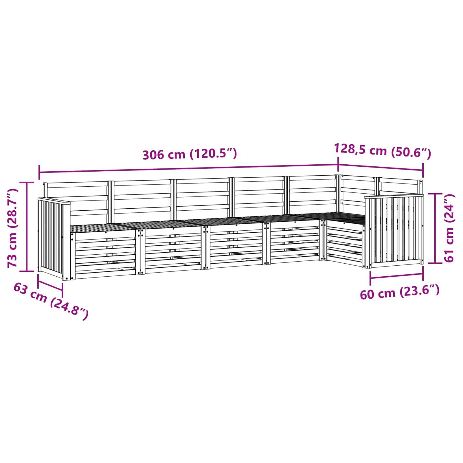vidaXL Sofagarnituren 6 pcs Natur Massivholz Akazie