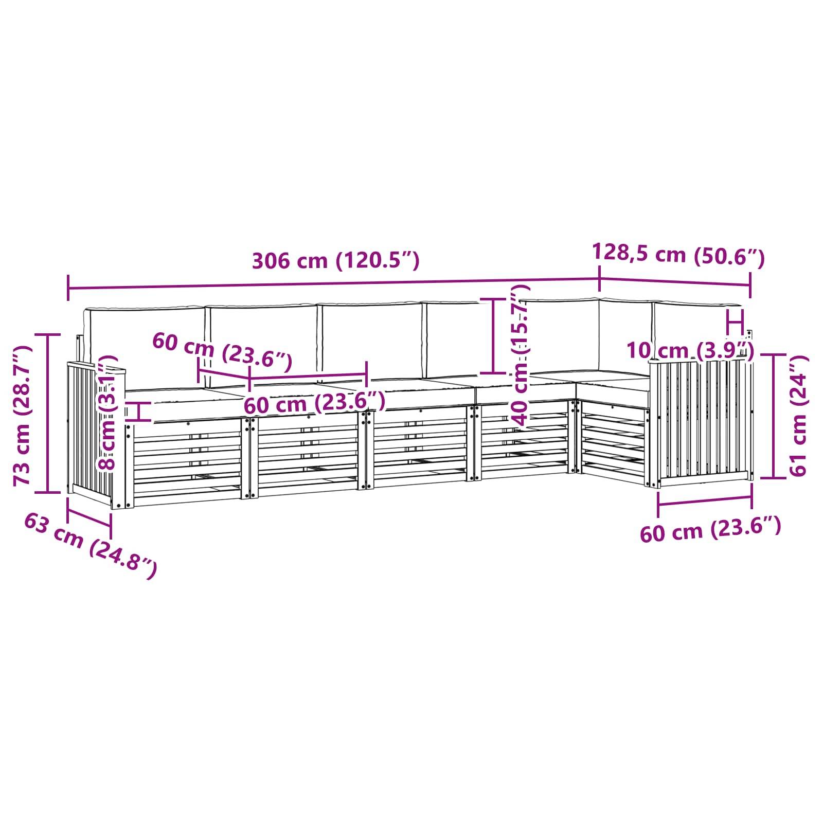 vidaXL Outdoor-Sofagarnitur 6 pcs Weiß und Anthrazit