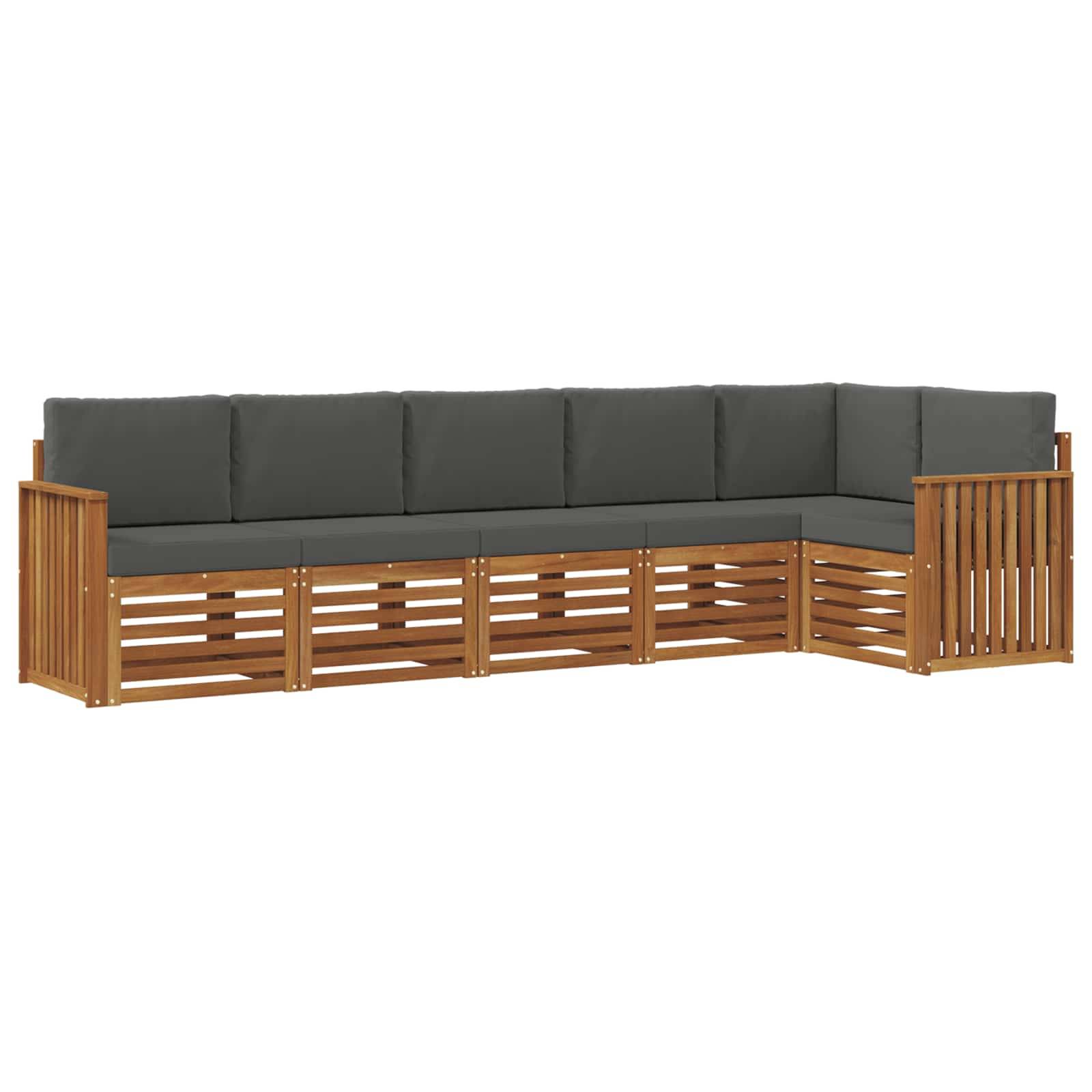 vidaXL Ecksofa Set 6 pcs Natur und Anthrazit Massivholz Akazie