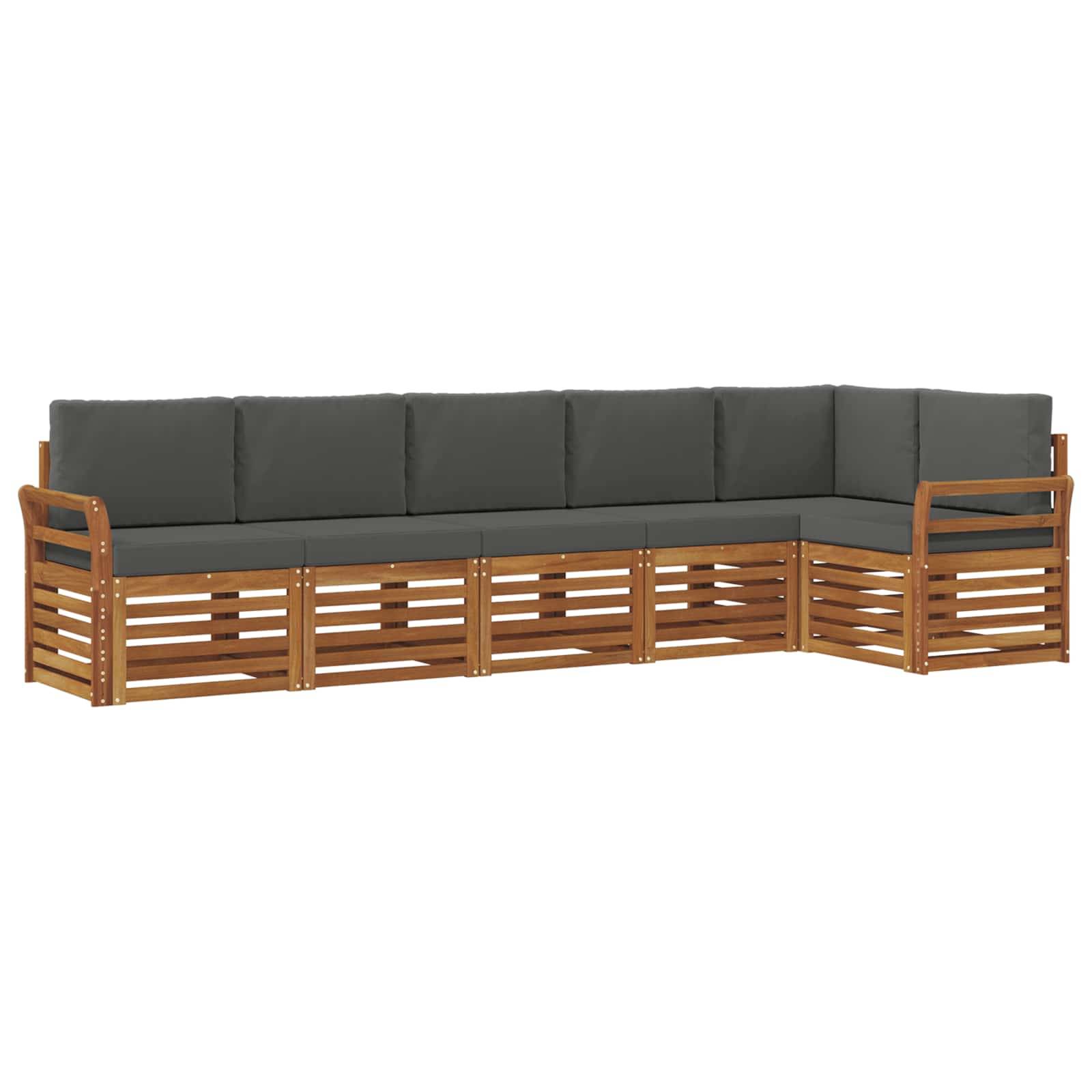 vidaXL Ecksofa Set 6 pcs Natur und Anthrazit Massivholz Akazie