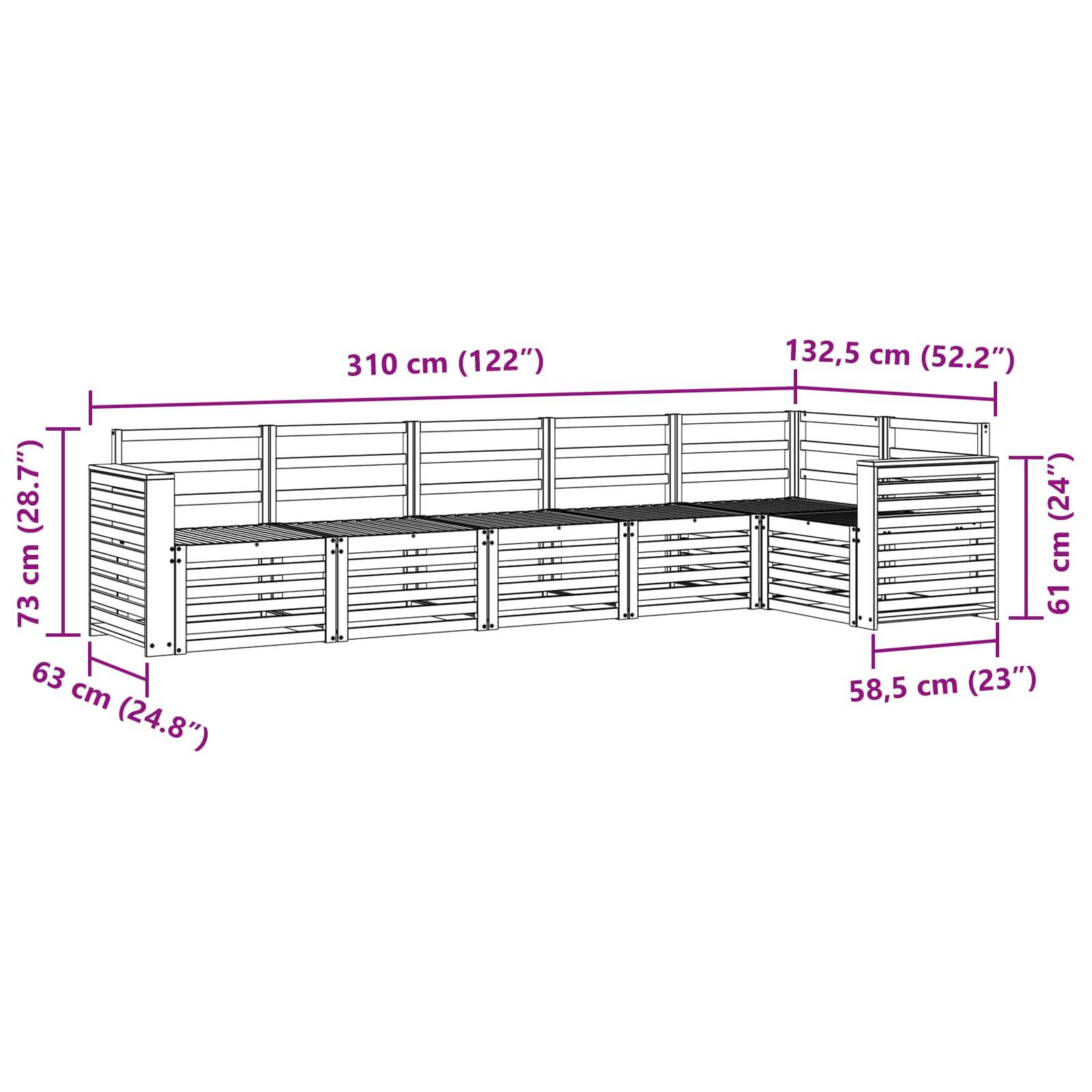 vidaXL Sofagarnituren 6 pcs Natur Massivholz Akazie