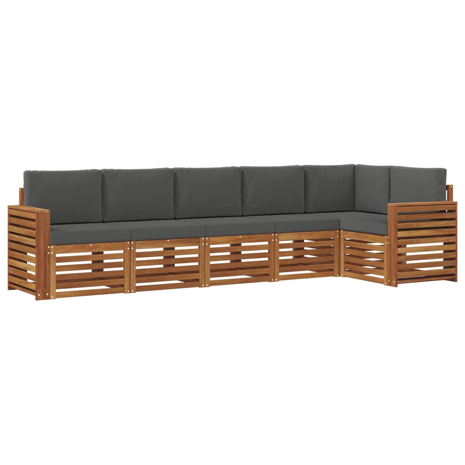 vidaXL Ecksofa Set 6 pcs Natur und Anthrazit Massivholz Akazie