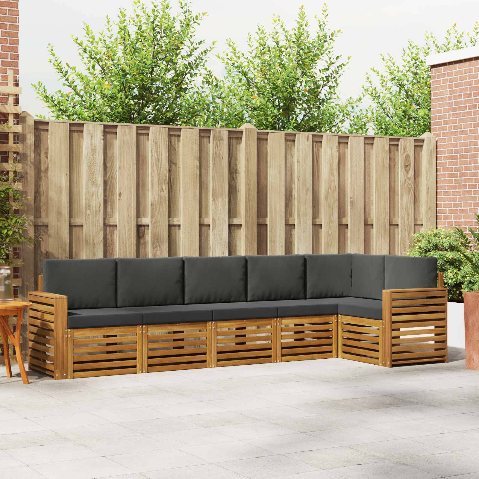 vidaXL Ecksofa Set 6 pcs Natur und Anthrazit Massivholz Akazie