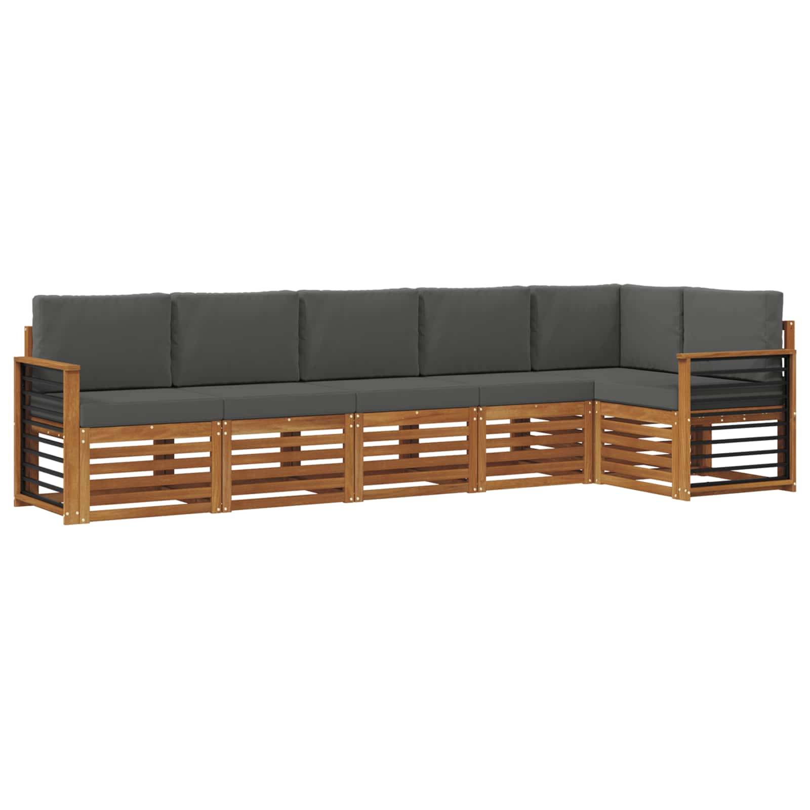 vidaXL Ecksofa Set 6 pcs Natur und Anthrazit Massivholz Akazie