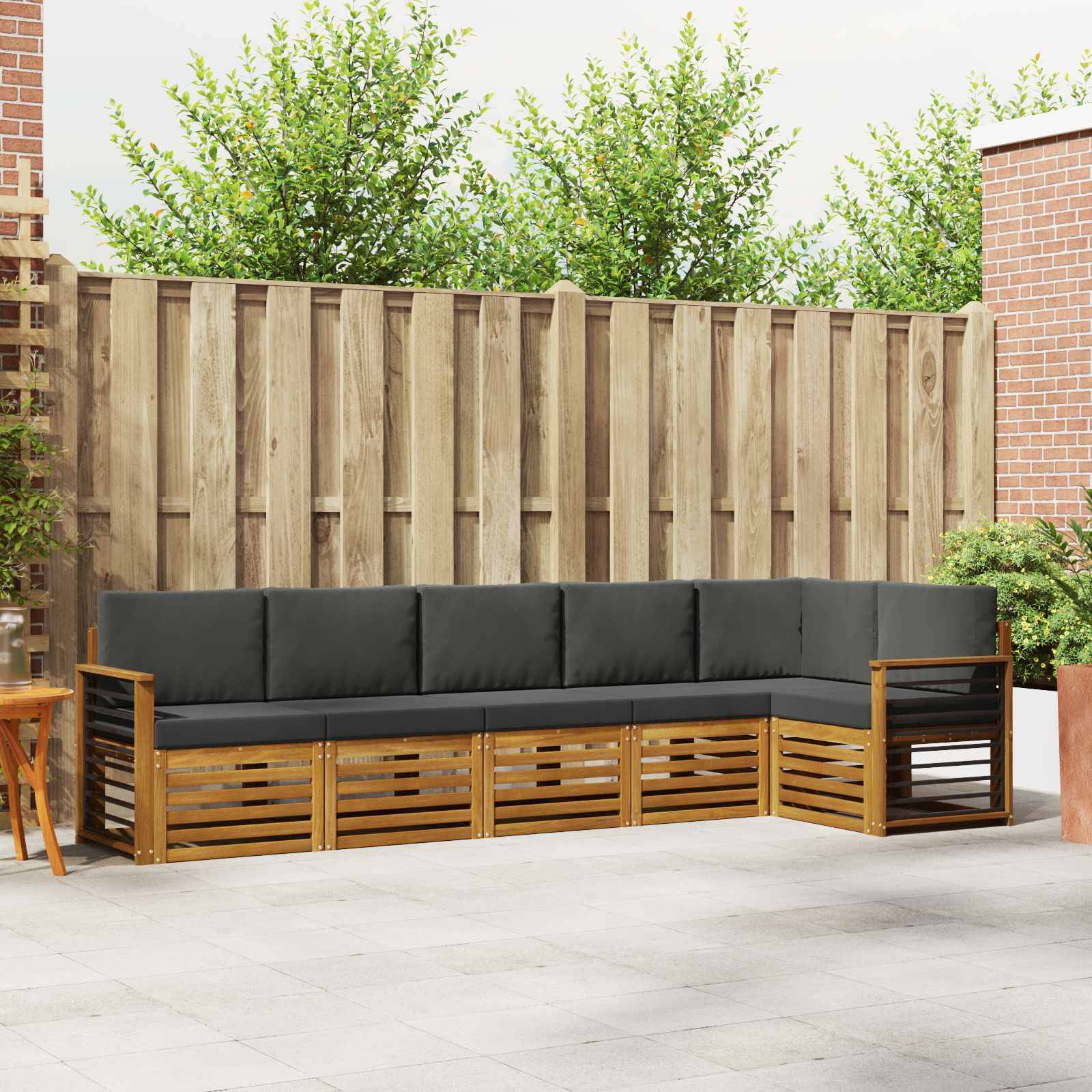 vidaXL Ecksofa Set 6 pcs Natur und Anthrazit Massivholz Akazie