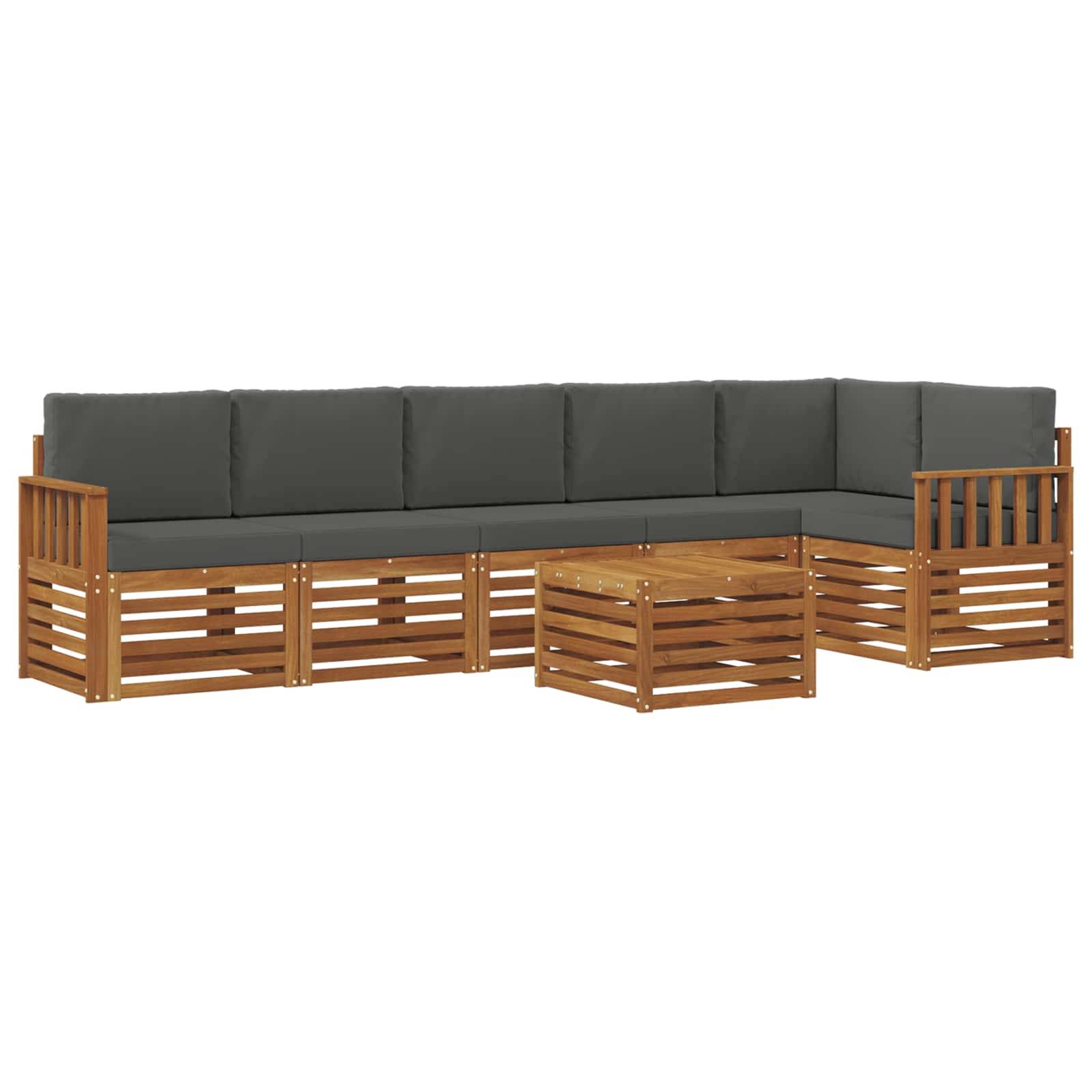 vidaXL Ecksofa Set 7 pcs Natur und Anthrazit Massivholz Akazie
