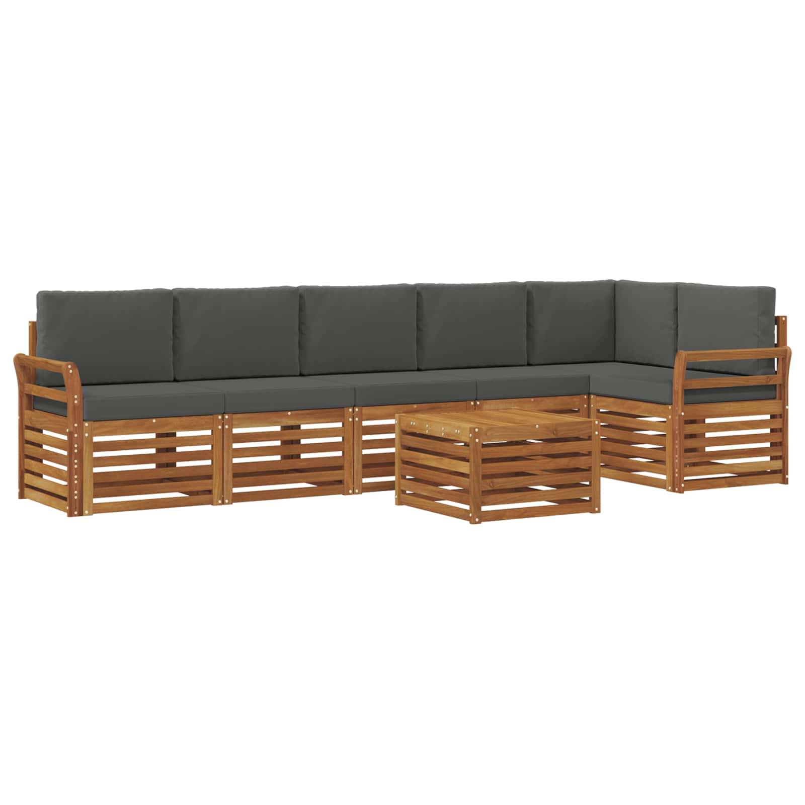 vidaXL Ecksofa Set 7 pcs Natur und Anthrazit Massivholz Akazie