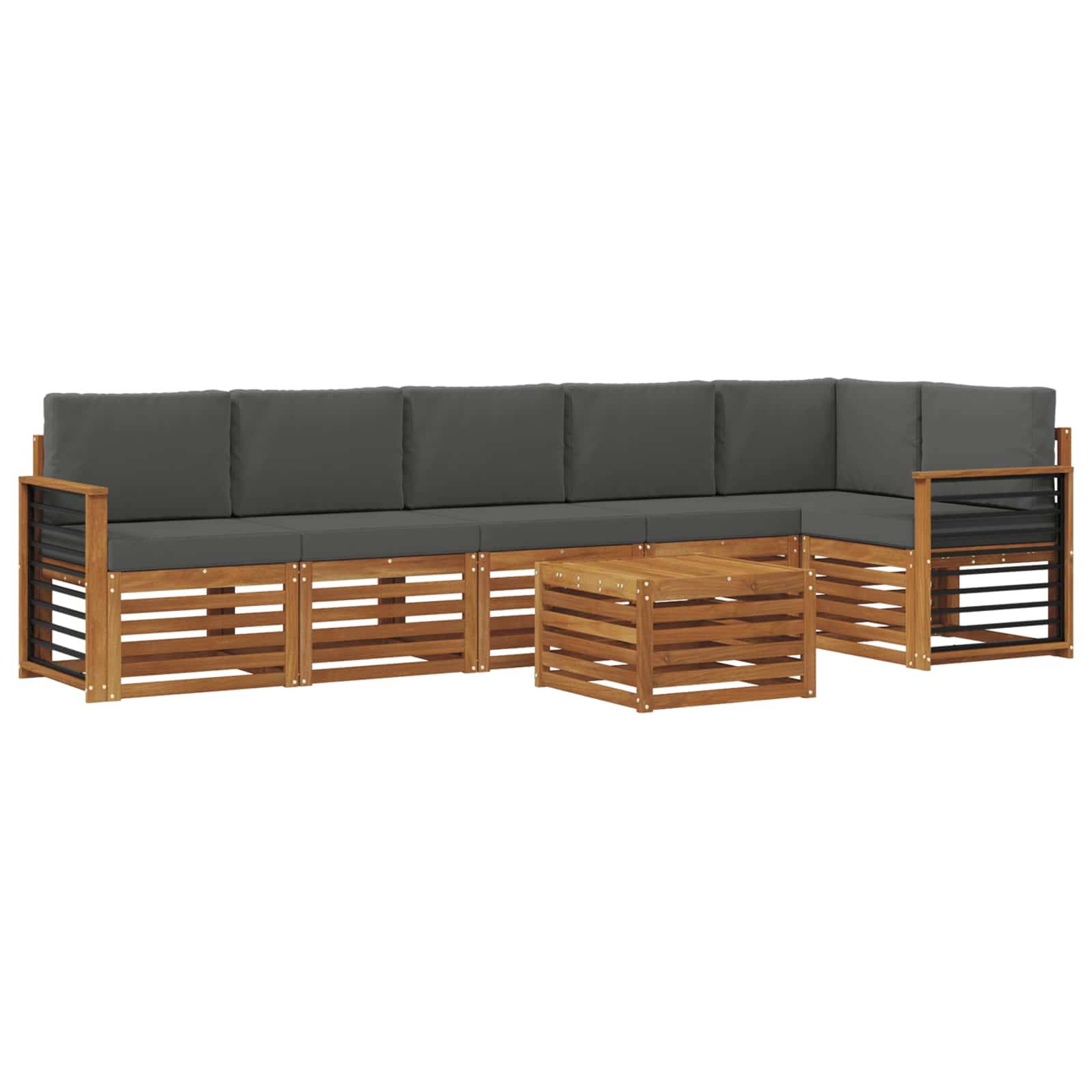 vidaXL Ecksofa Set 7 pcs Natur und Anthrazit Massivholz Akazie