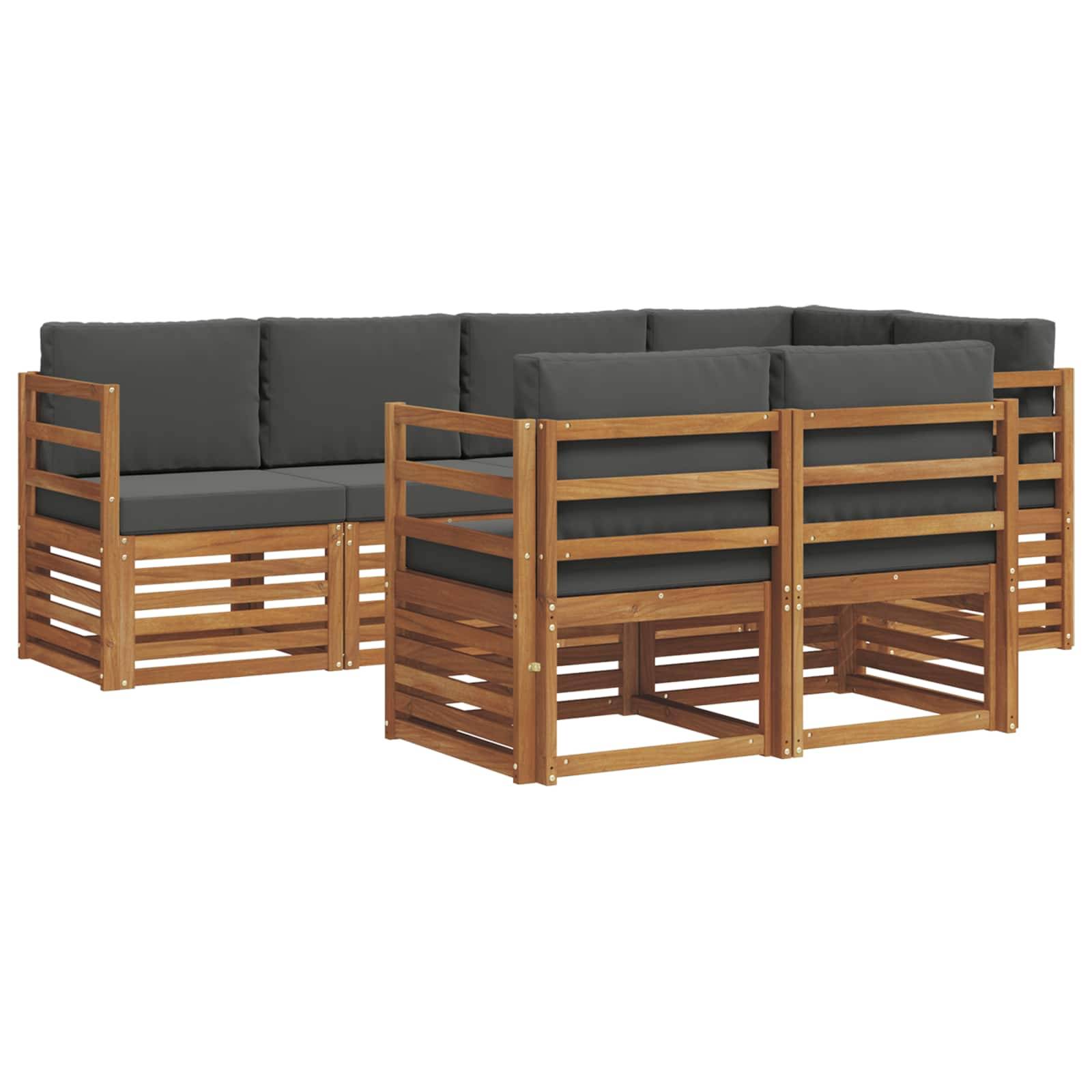 vidaXL Ecksofa Set 7 pcs Natur und Anthrazit Massivholz Akazie