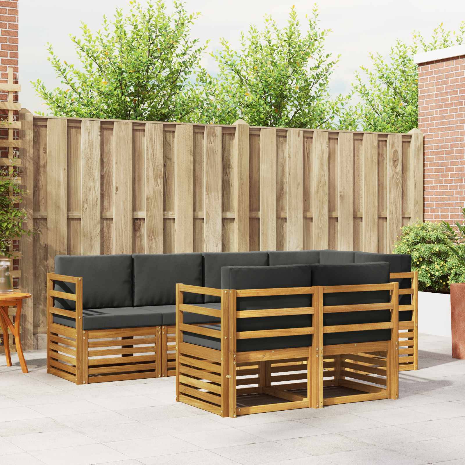 vidaXL Ecksofa Set 7 pcs Natur und Anthrazit Massivholz Akazie