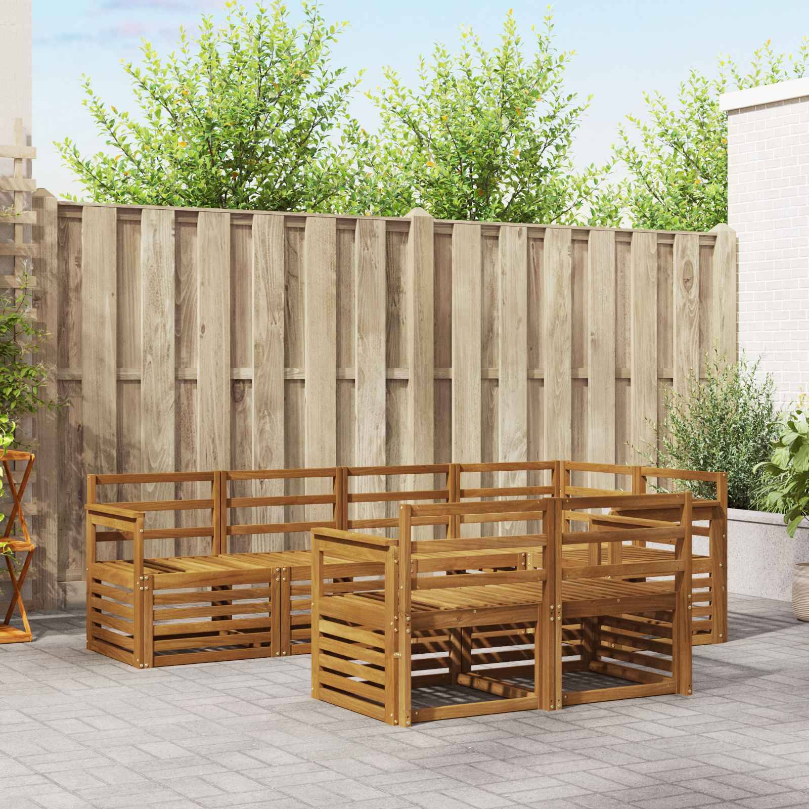 vidaXL Sofagarnituren 7 pcs Natur Massivholz Akazie