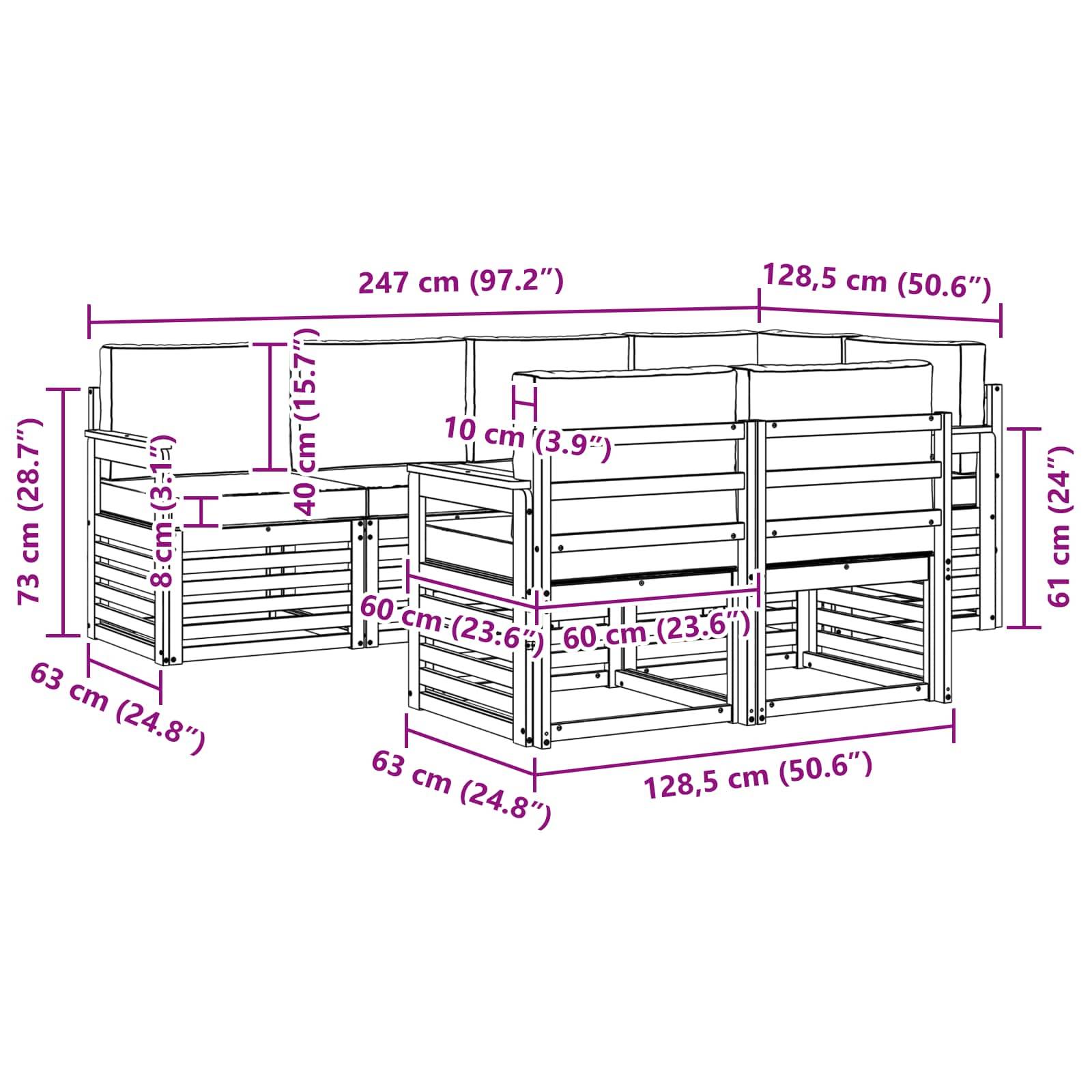 vidaXL Outdoor-Sofagarnitur 7 pcs Weiß und Anthrazit