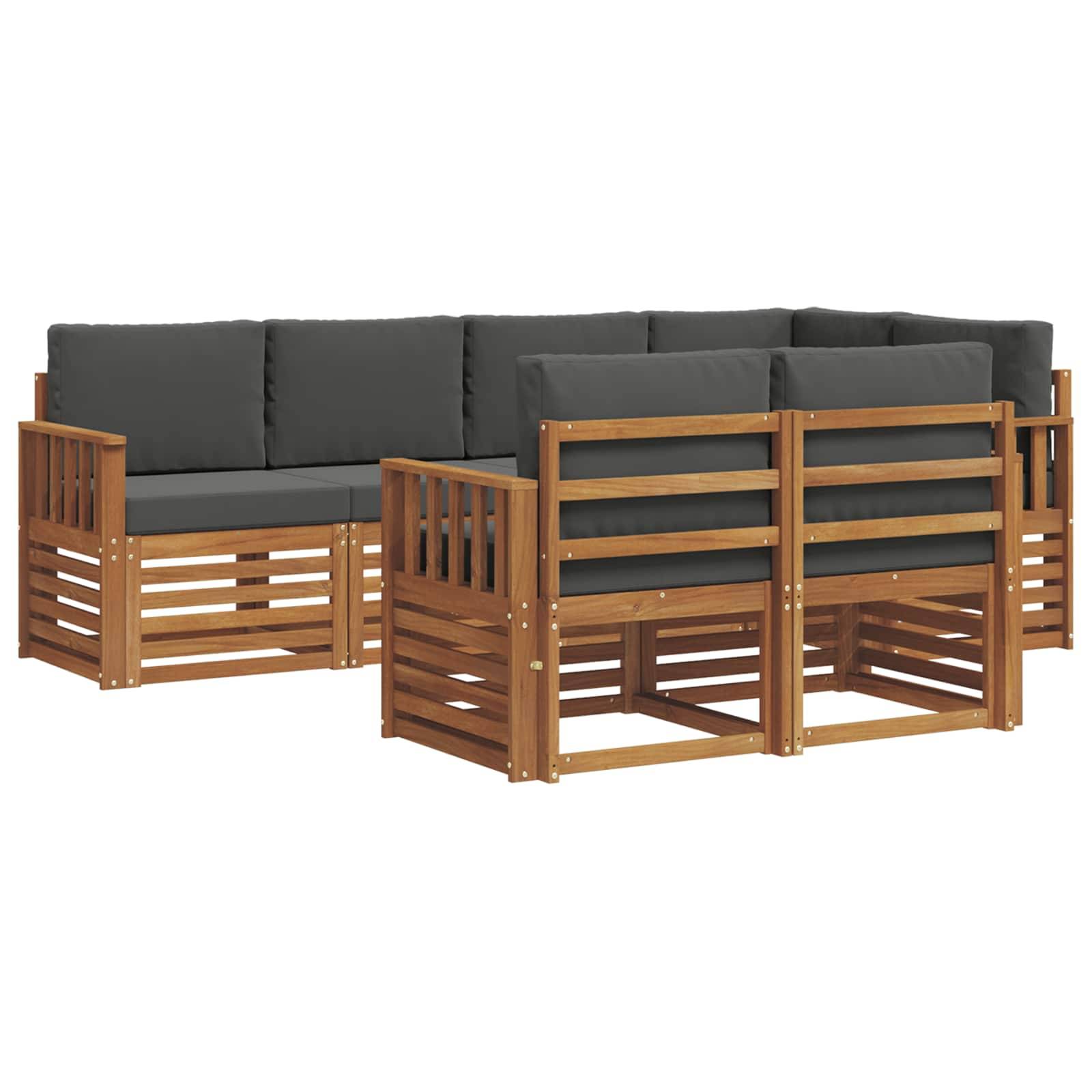 vidaXL Ecksofa Set 7 pcs Natur und Anthrazit Massivholz Akazie