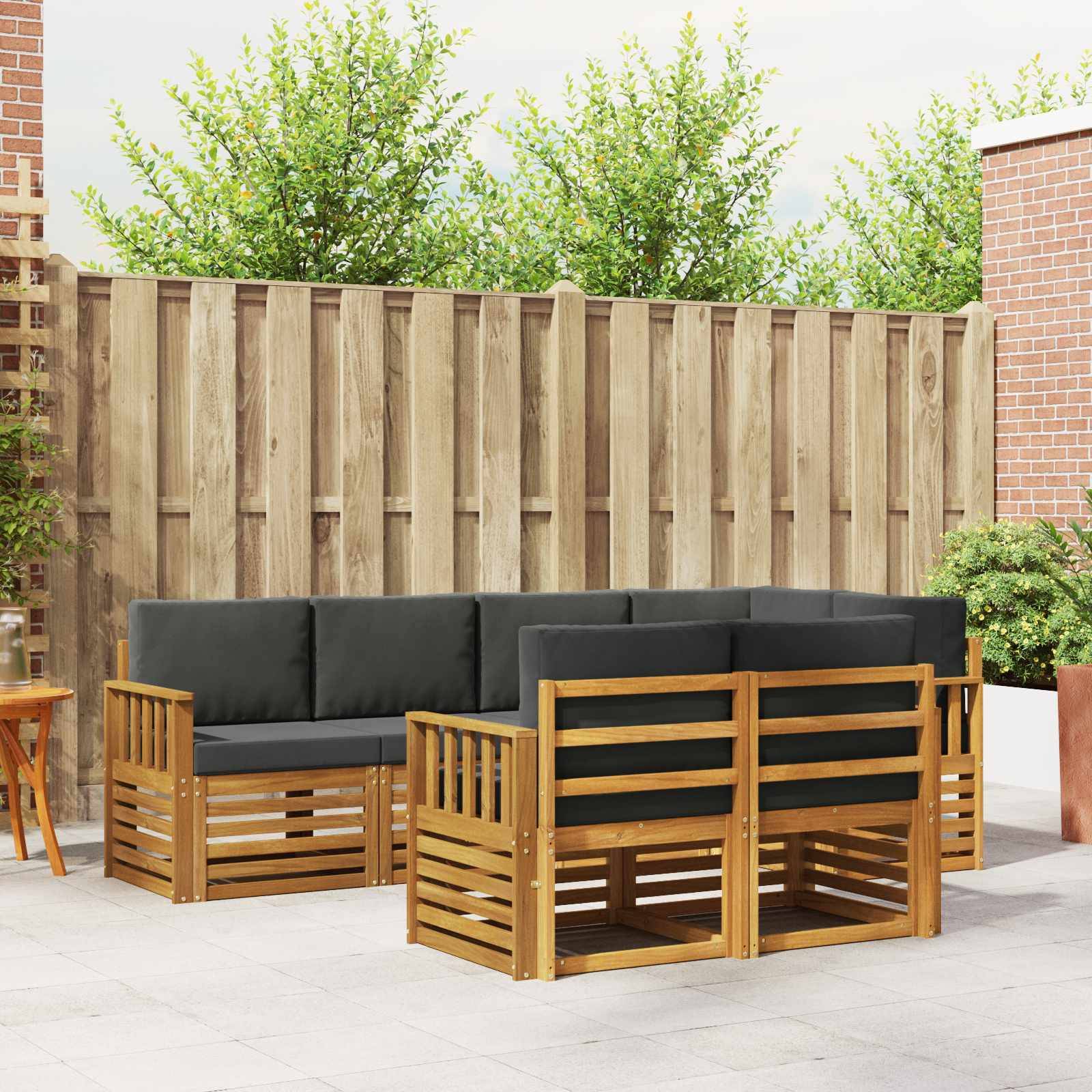 vidaXL Ecksofa Set 7 pcs Natur und Anthrazit Massivholz Akazie