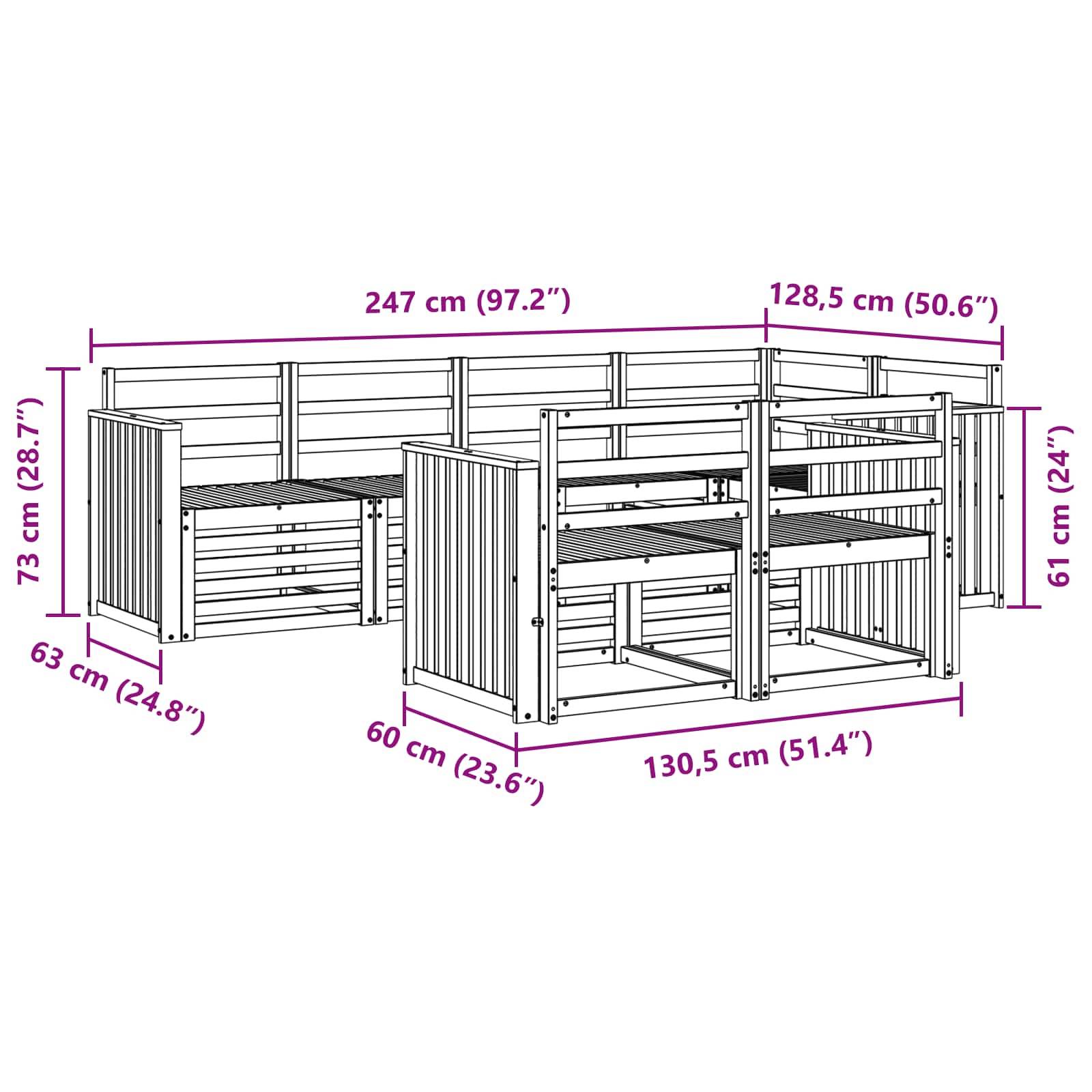 vidaXL Sofagarnituren 7 pcs Natur Massivholz Akazie