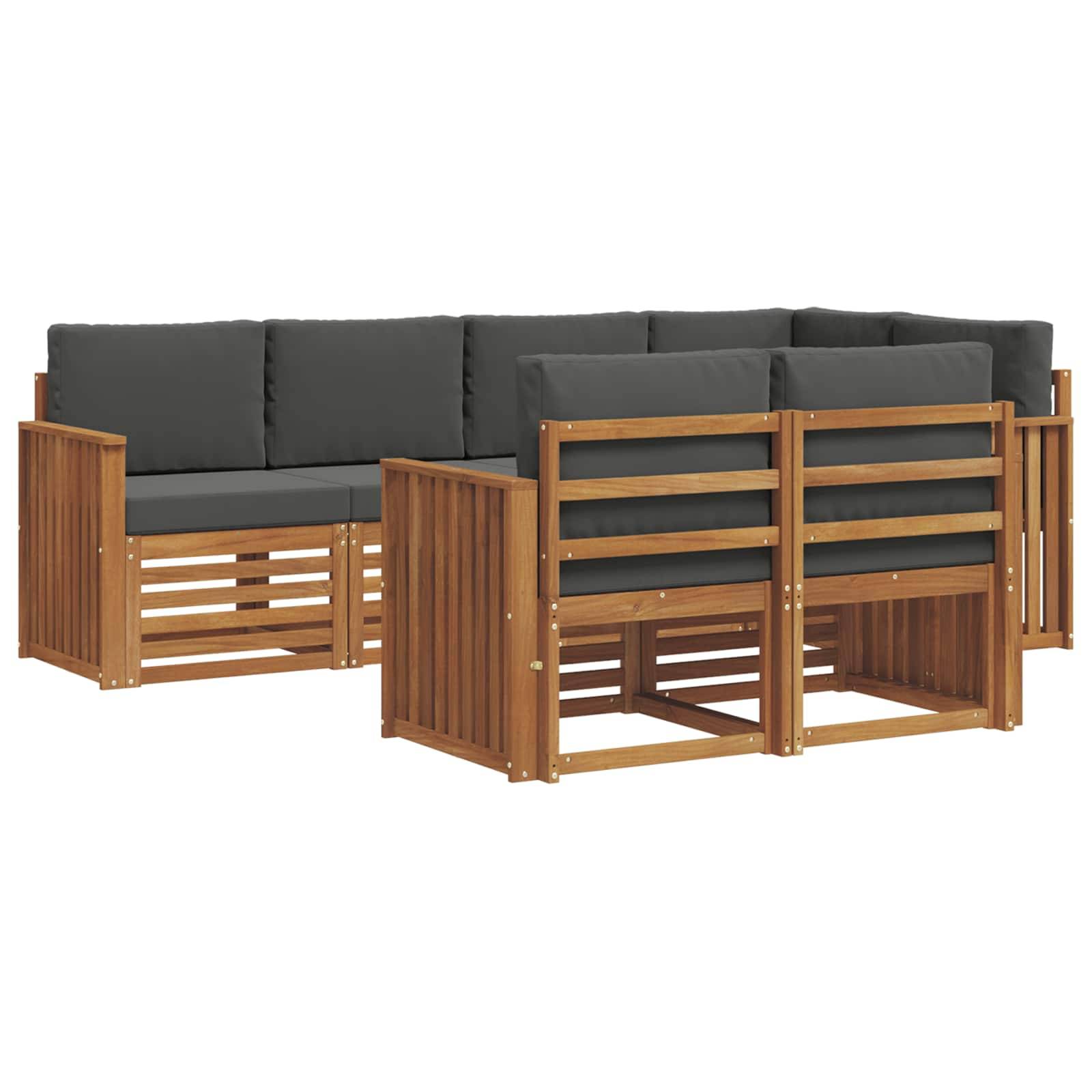 vidaXL Ecksofa Set 7 pcs Natur und Anthrazit Massivholz Akazie