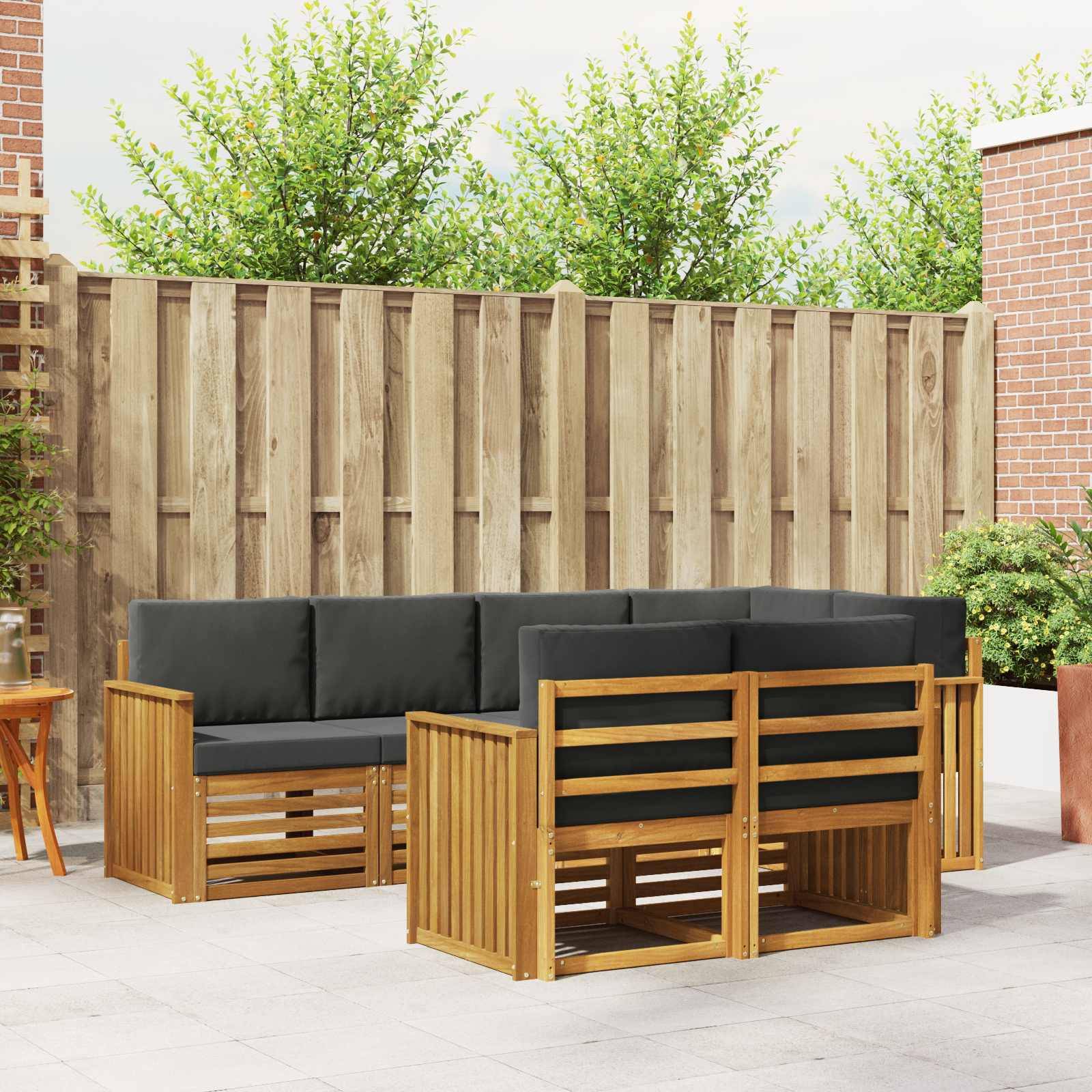 vidaXL Ecksofa Set 7 pcs Natur und Anthrazit Massivholz Akazie