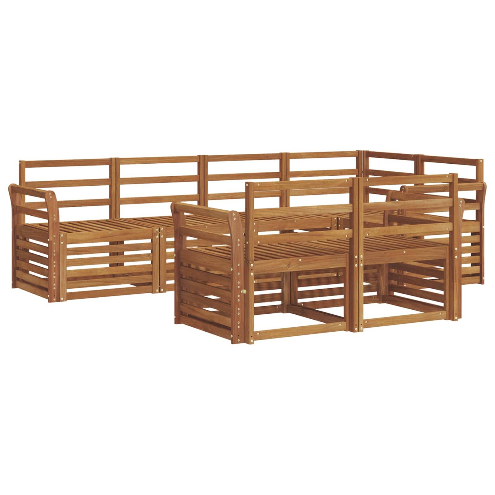 vidaXL Sofagarnituren 7 pcs Natur Massivholz Akazie