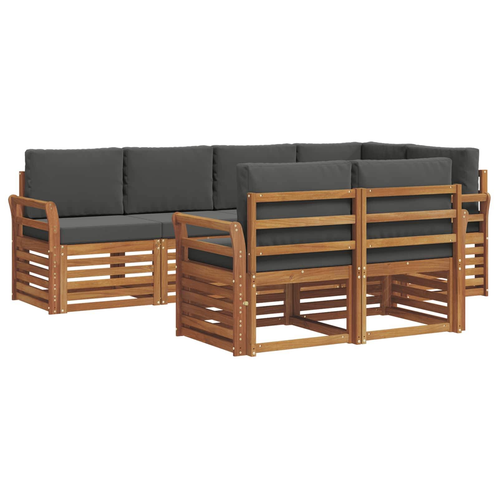 vidaXL Ecksofa Set 7 pcs Natur und Anthrazit Massivholz Akazie