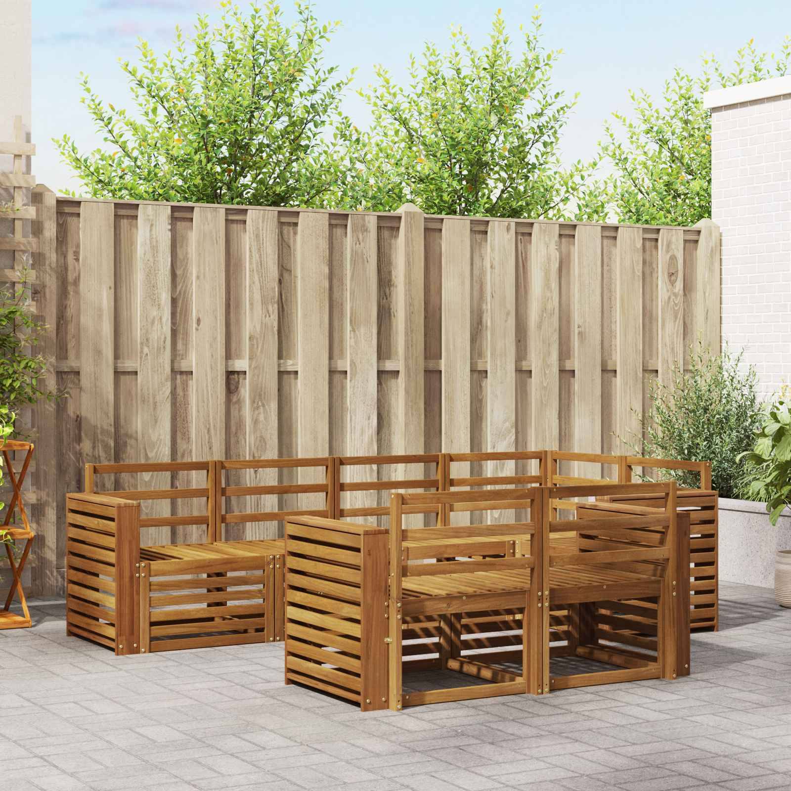 vidaXL Sofagarnituren 7 pcs Natur Massivholz Akazie