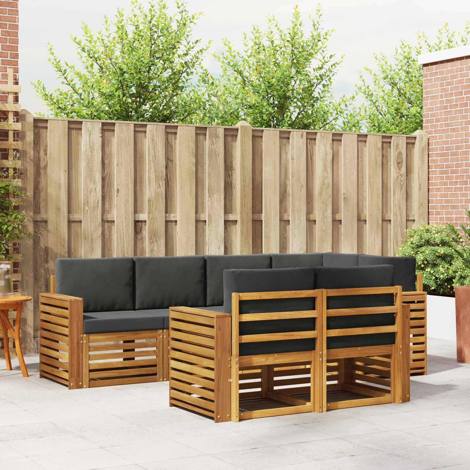 vidaXL Ecksofa Set 7 pcs Natur und Anthrazit Massivholz Akazie
