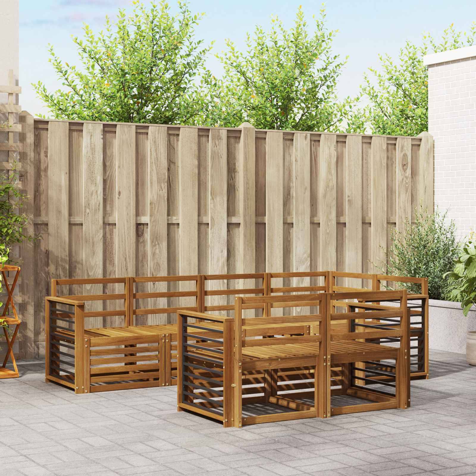 vidaXL Sofagarnituren 7 pcs Natur Massivholz Akazie