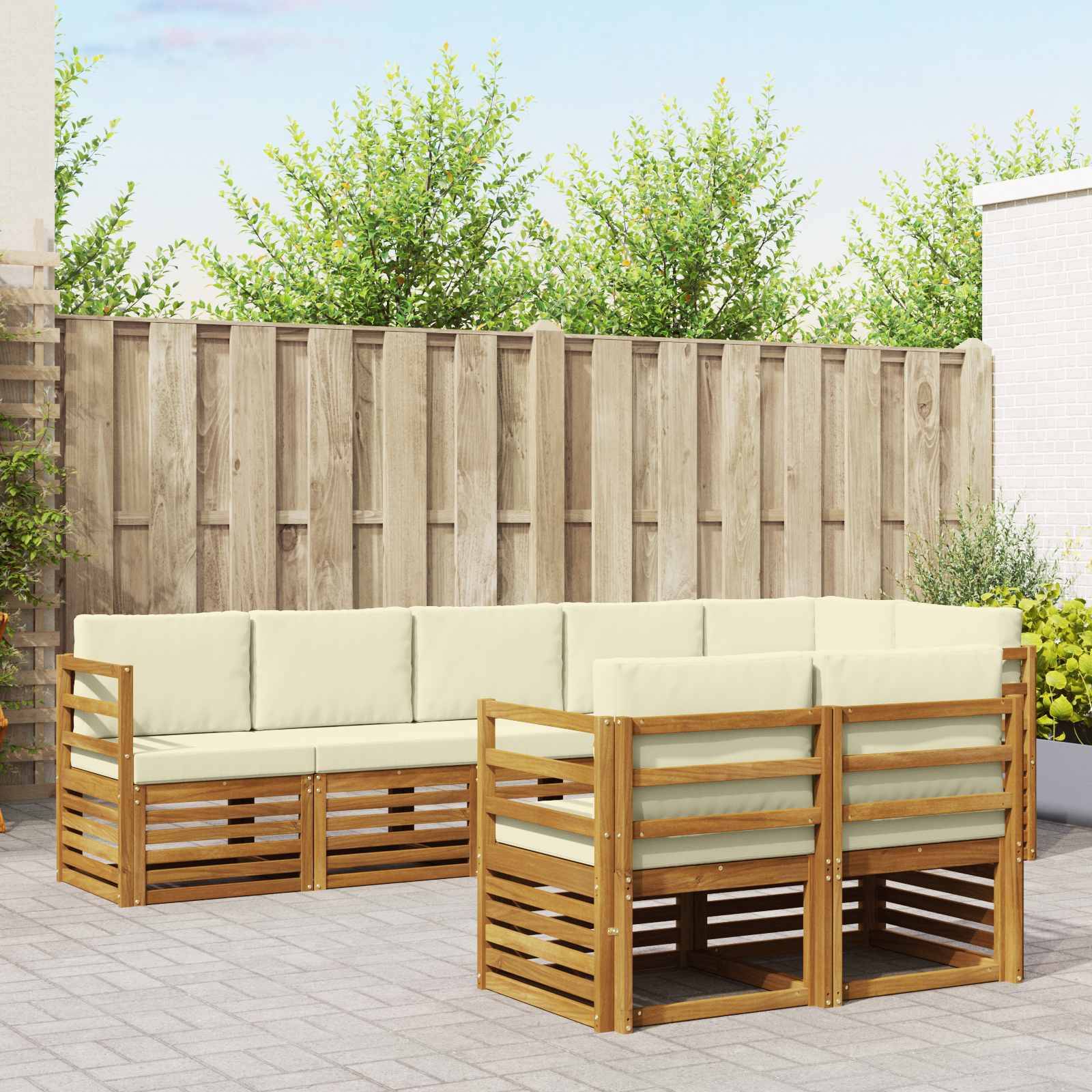vidaXL Sofagarnituren 8 pcs Natur und Creme Massivholz Akazie