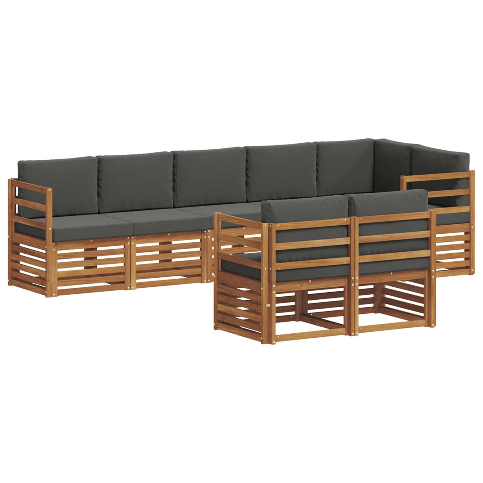 vidaXL Sofagarnituren 8 pcs Natur und Anthrazit Massivholz Akazie
