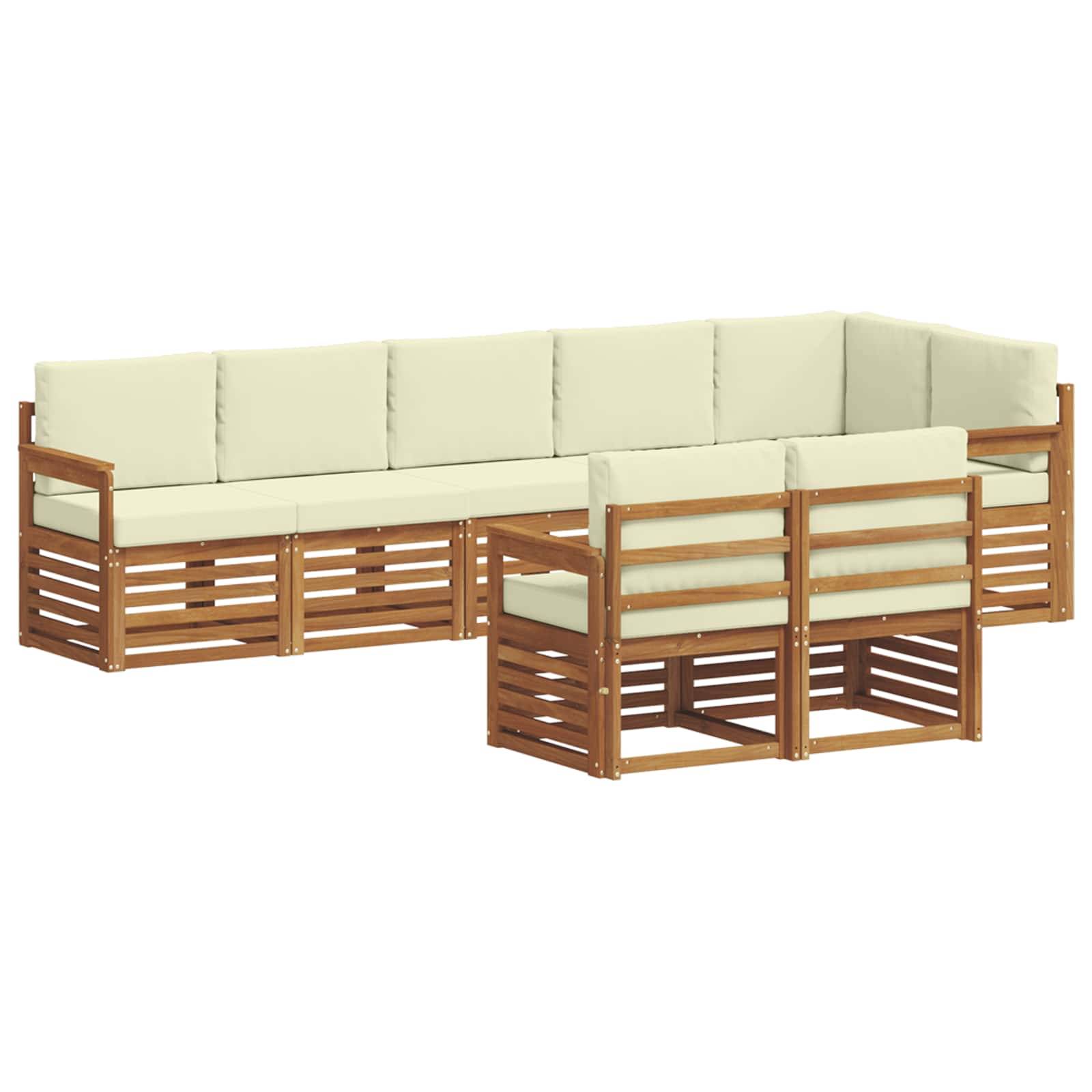 vidaXL Sofagarnituren 8 pcs Natur und Creme Massivholz Akazie