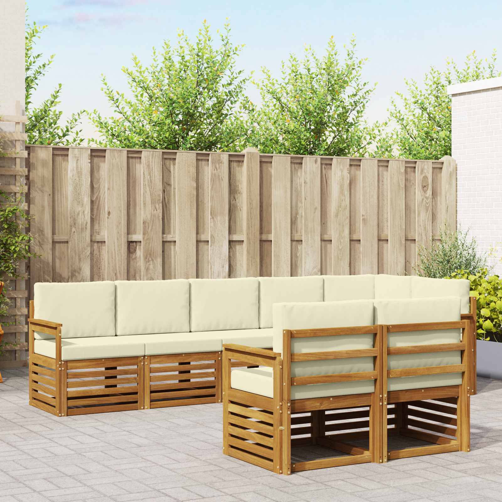 vidaXL Sofagarnituren 8 pcs Natur und Creme Massivholz Akazie