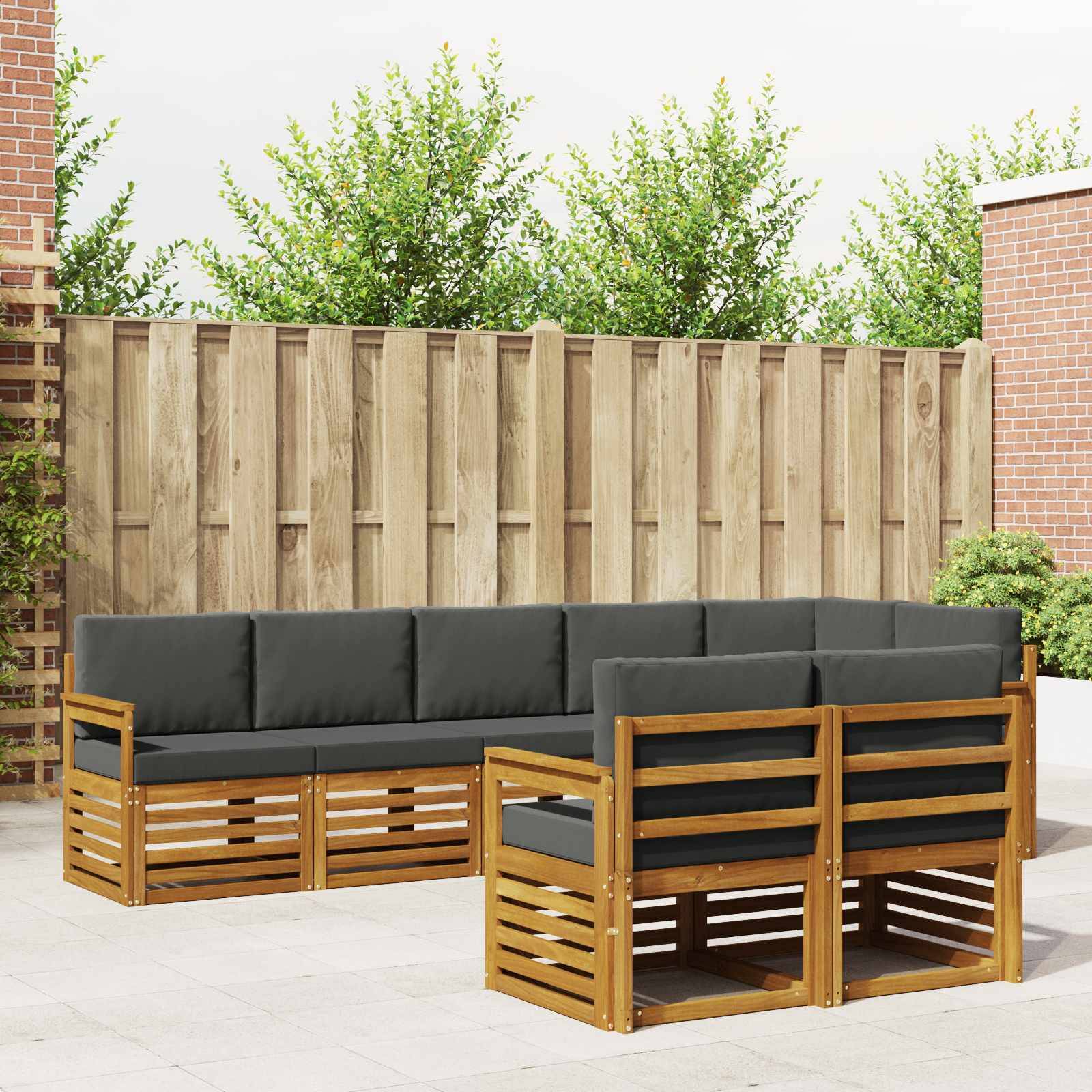 vidaXL Sofagarnituren 8 pcs Natur und Anthrazit Massivholz Akazie