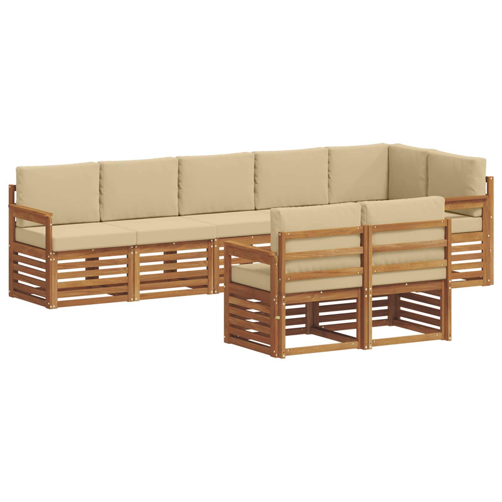 vidaXL Sofagarnituren 8 pcs Natur und Beige Massivholz Akazie