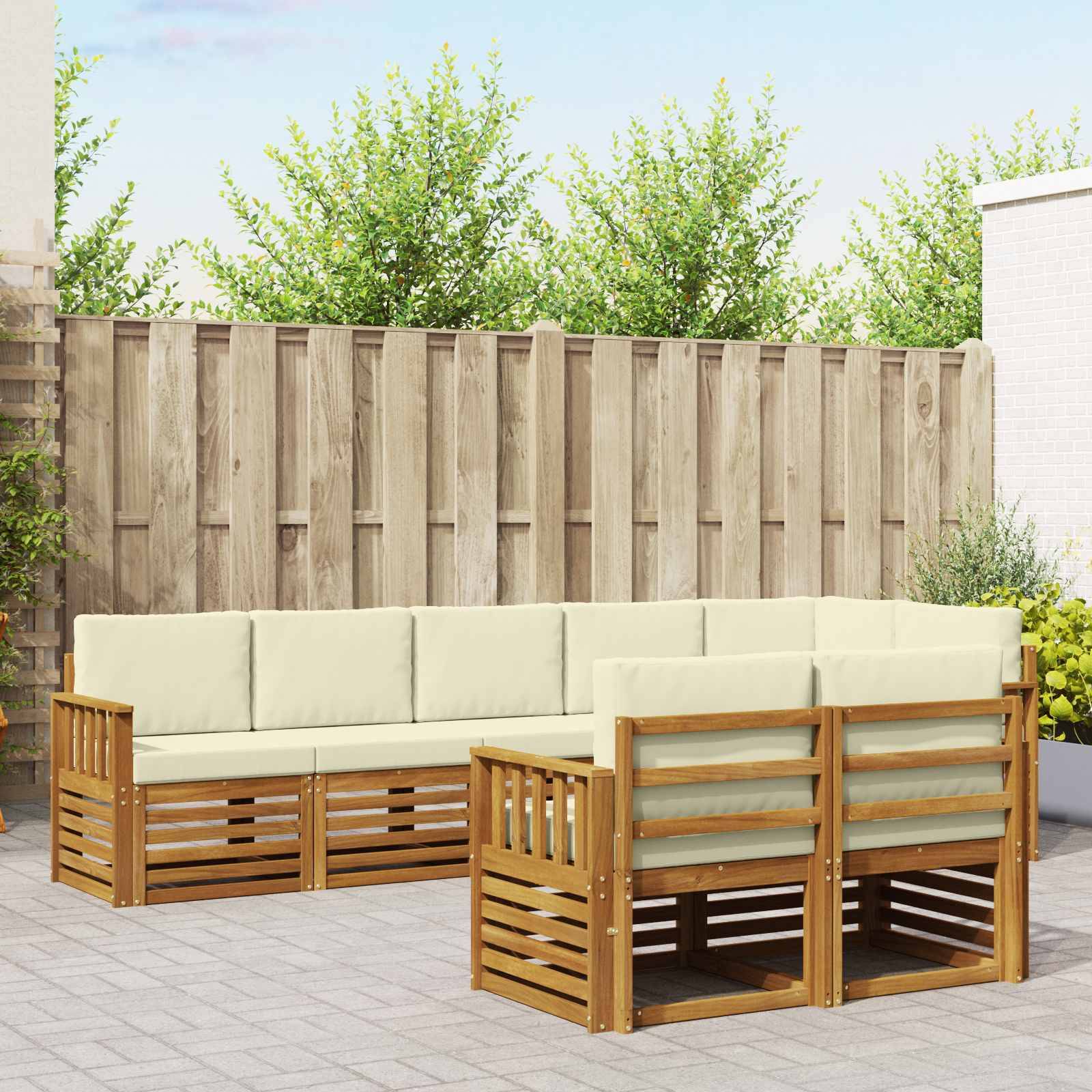 vidaXL Sofagarnituren 8 pcs Natur und Creme Massivholz Akazie