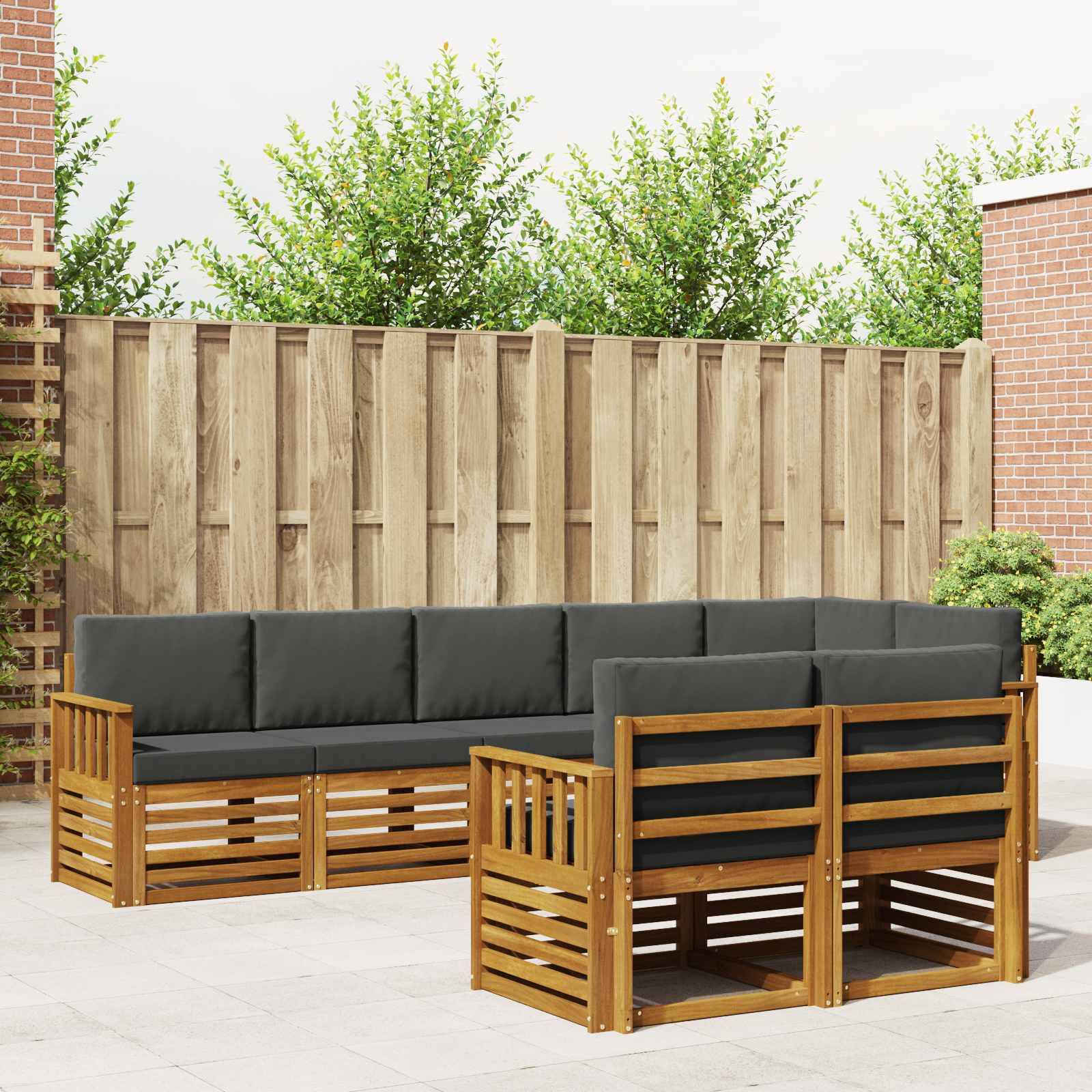 vidaXL Sofagarnituren 8 pcs Natur und Anthrazit Massivholz Akazie