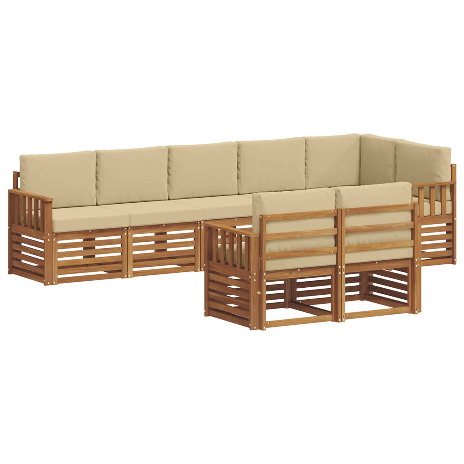 vidaXL Sofagarnituren 8 pcs Natur und Beige Massivholz Akazie