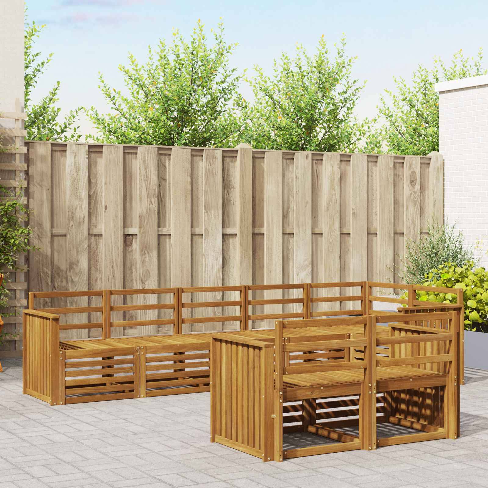 vidaXL Sofagarnituren 8 pcs Natur Massivholz Akazie