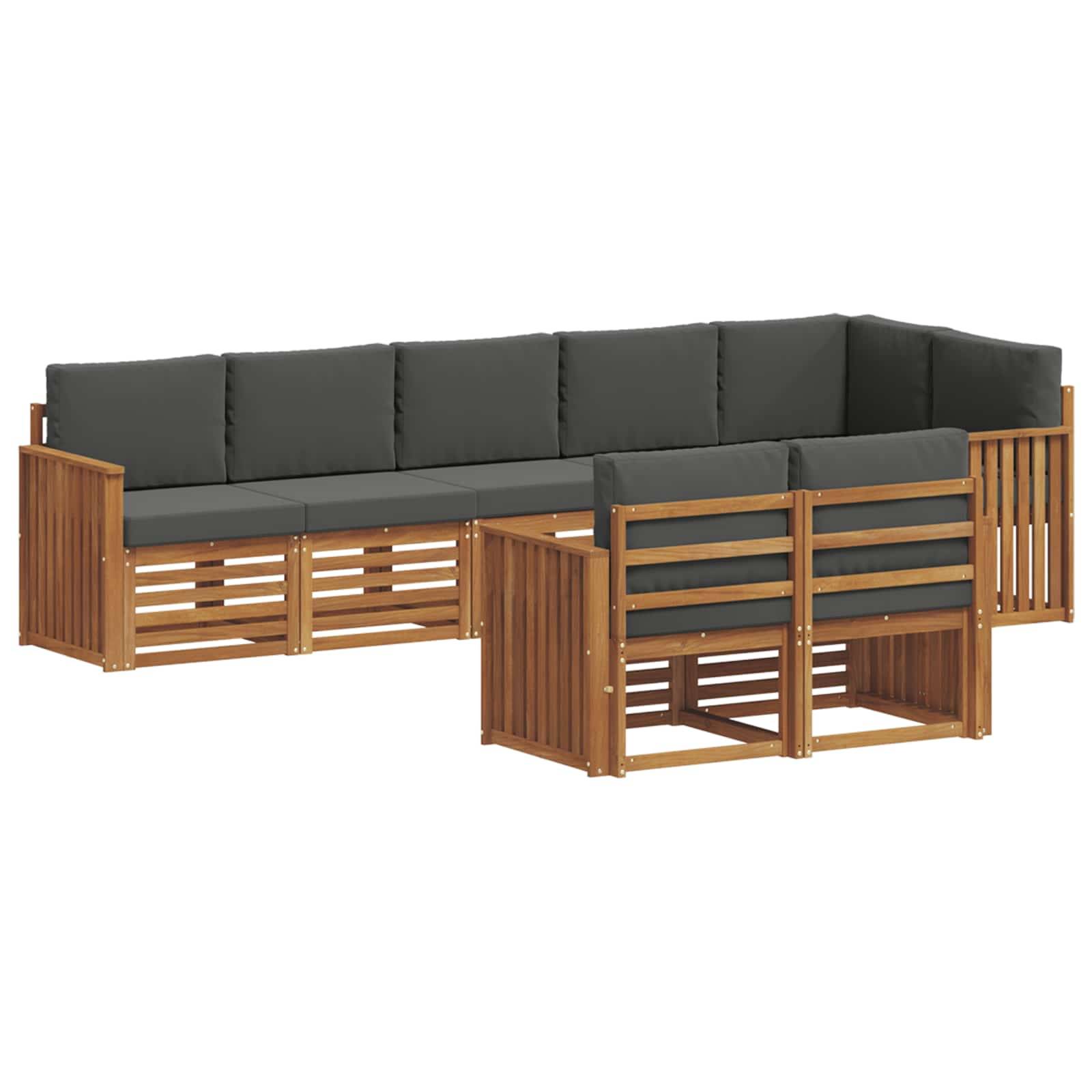 vidaXL Sofagarnituren 8 pcs Natur und Anthrazit Massivholz Akazie