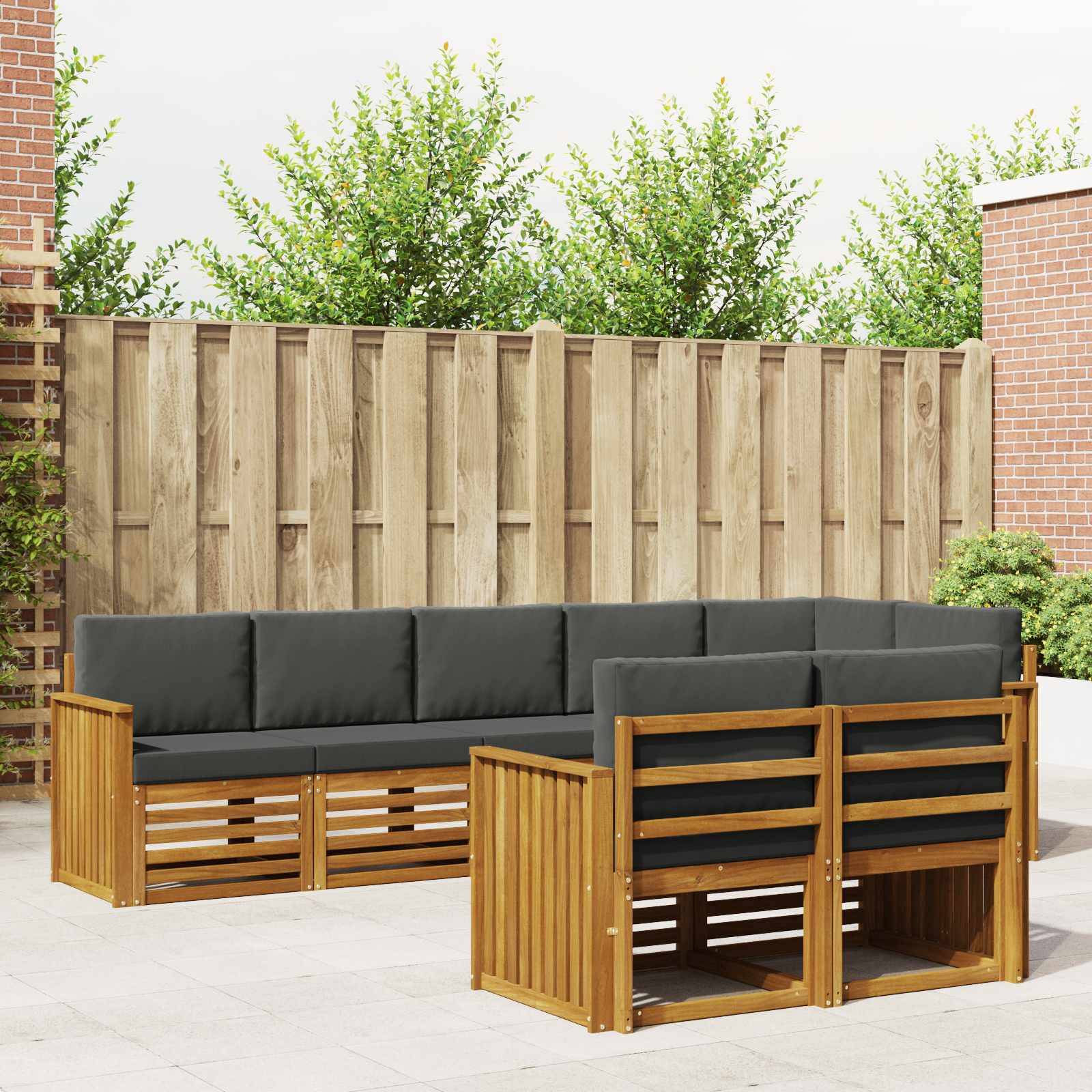 vidaXL Sofagarnituren 8 pcs Natur und Anthrazit Massivholz Akazie