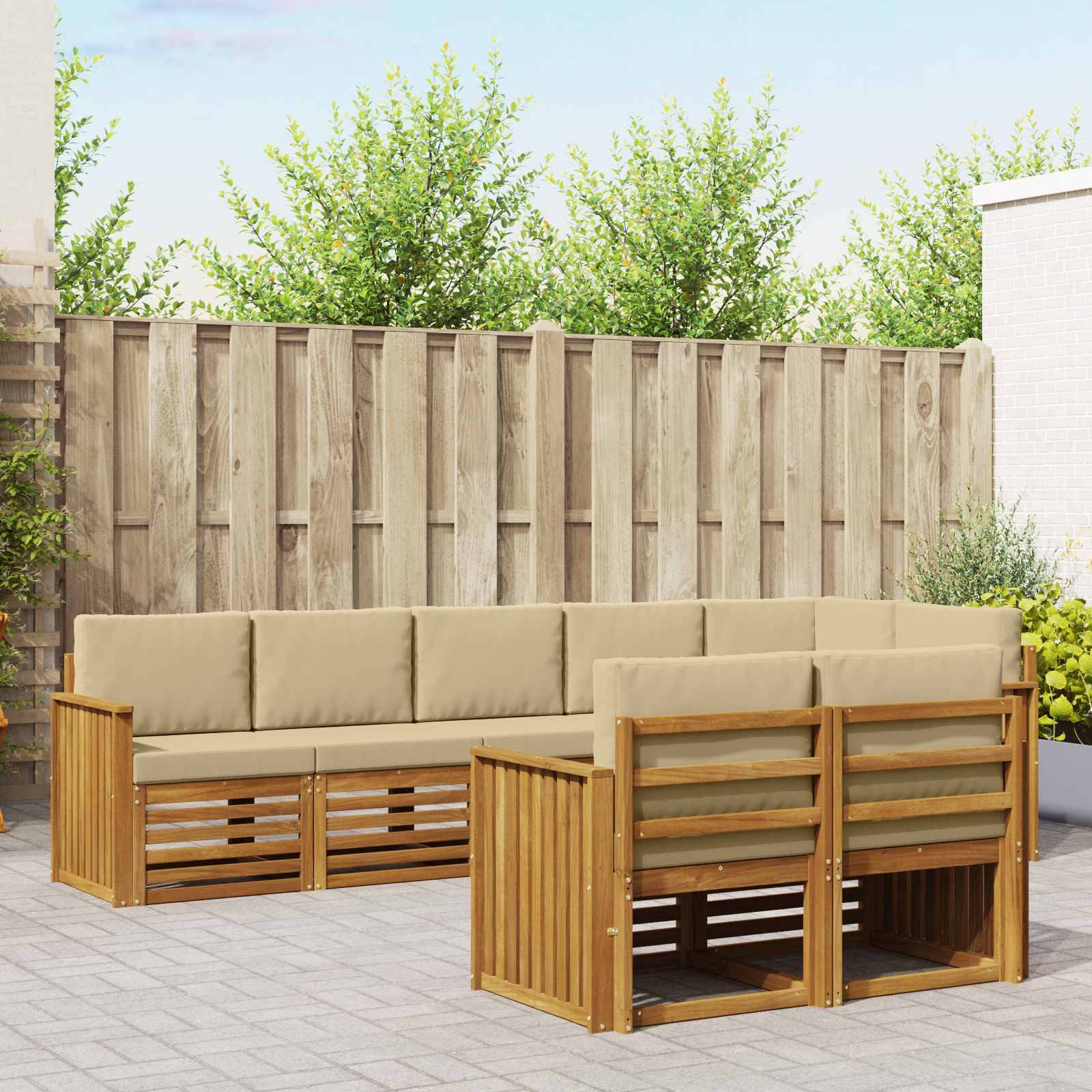 vidaXL Sofagarnituren 8 pcs Natur und Beige Massivholz Akazie