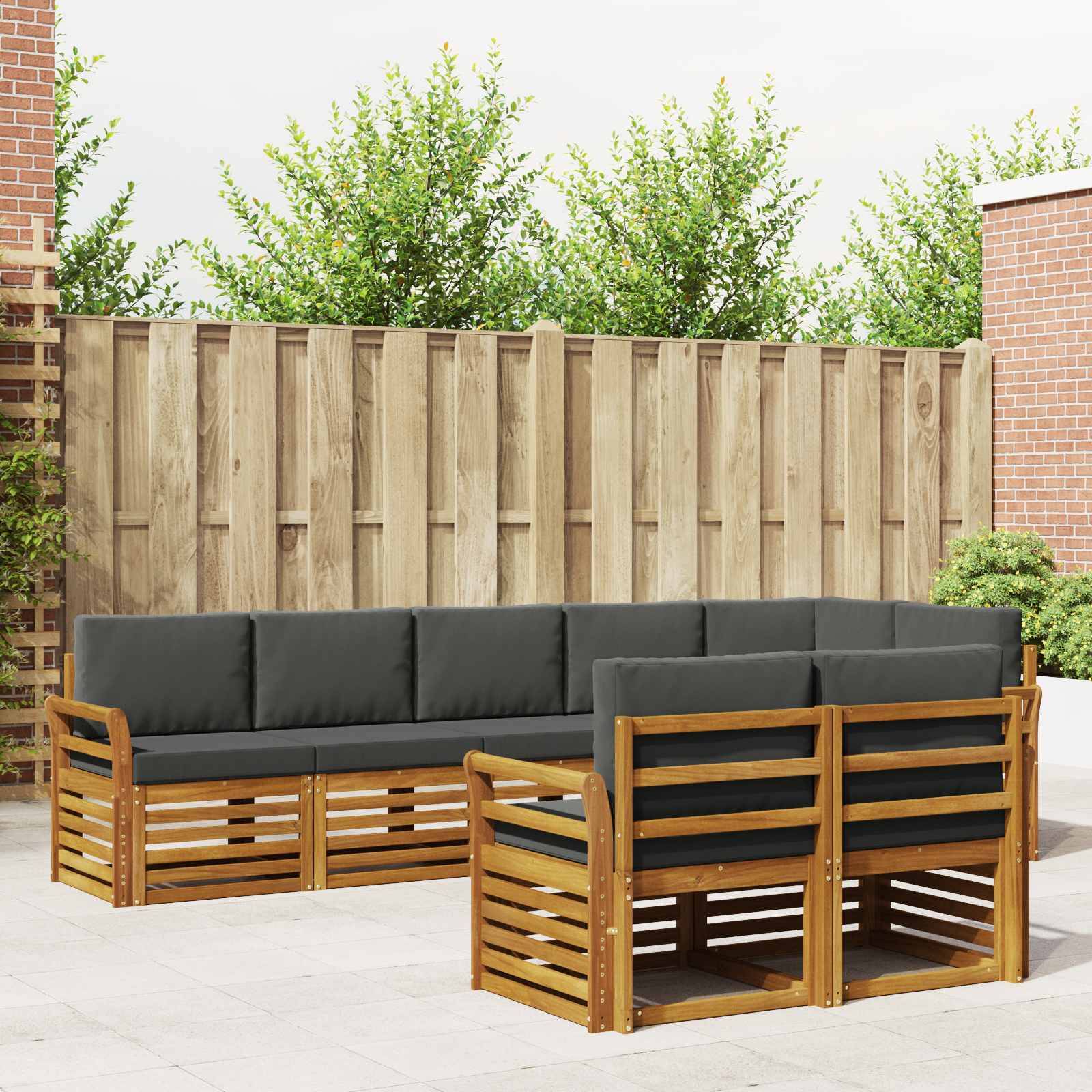 vidaXL Sofagarnituren 8 pcs Natur und Anthrazit Massivholz Akazie